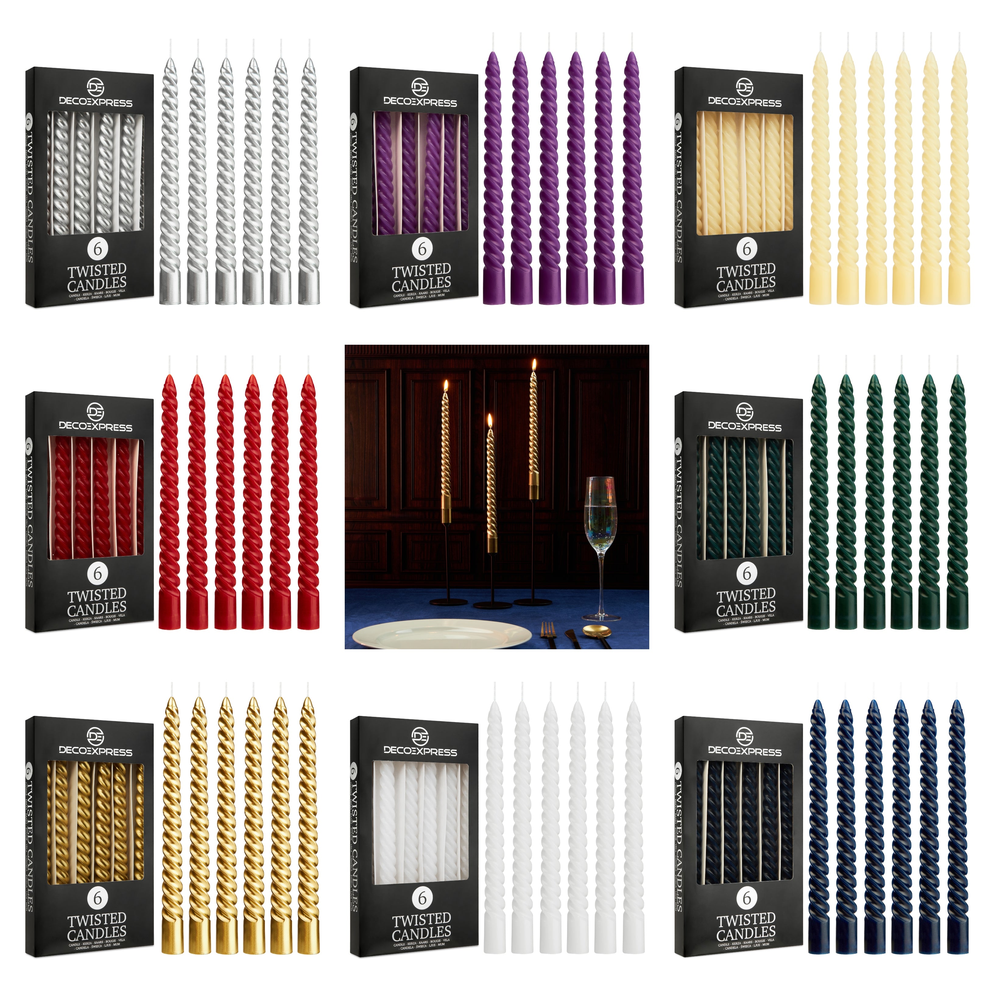 get-trend-deco-express-bougies-torsad-es-rouges-lot-de-6-non-parfum-es image 1