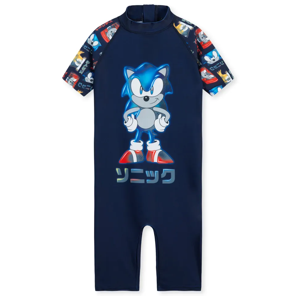 sonic-maillot-de-bain-gar-on-une-pi-ce-7-8-ans-zip image 1