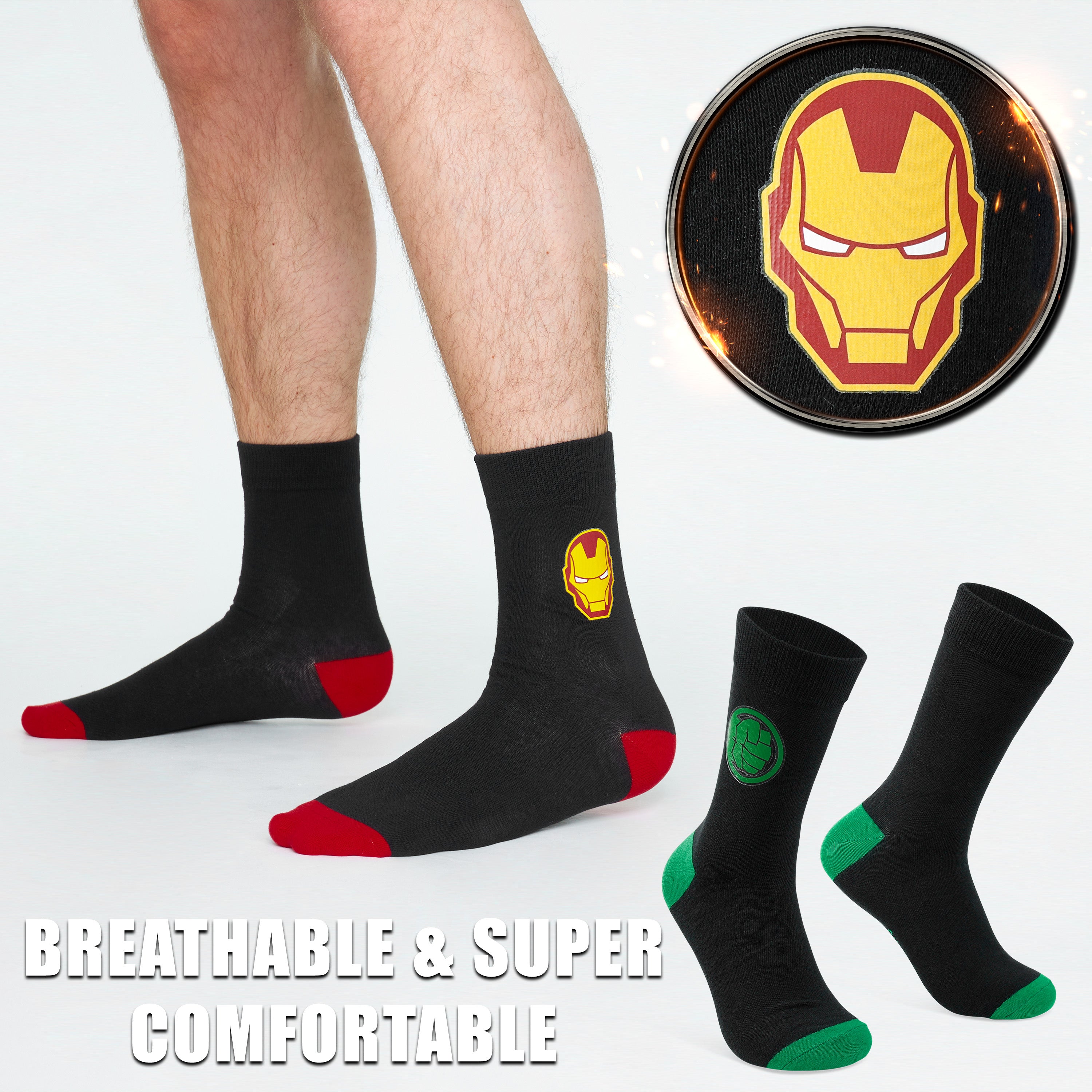 marvel-avengers-chaussettes-homme-mi-mollet-lot-de-5-respirantes image 6
