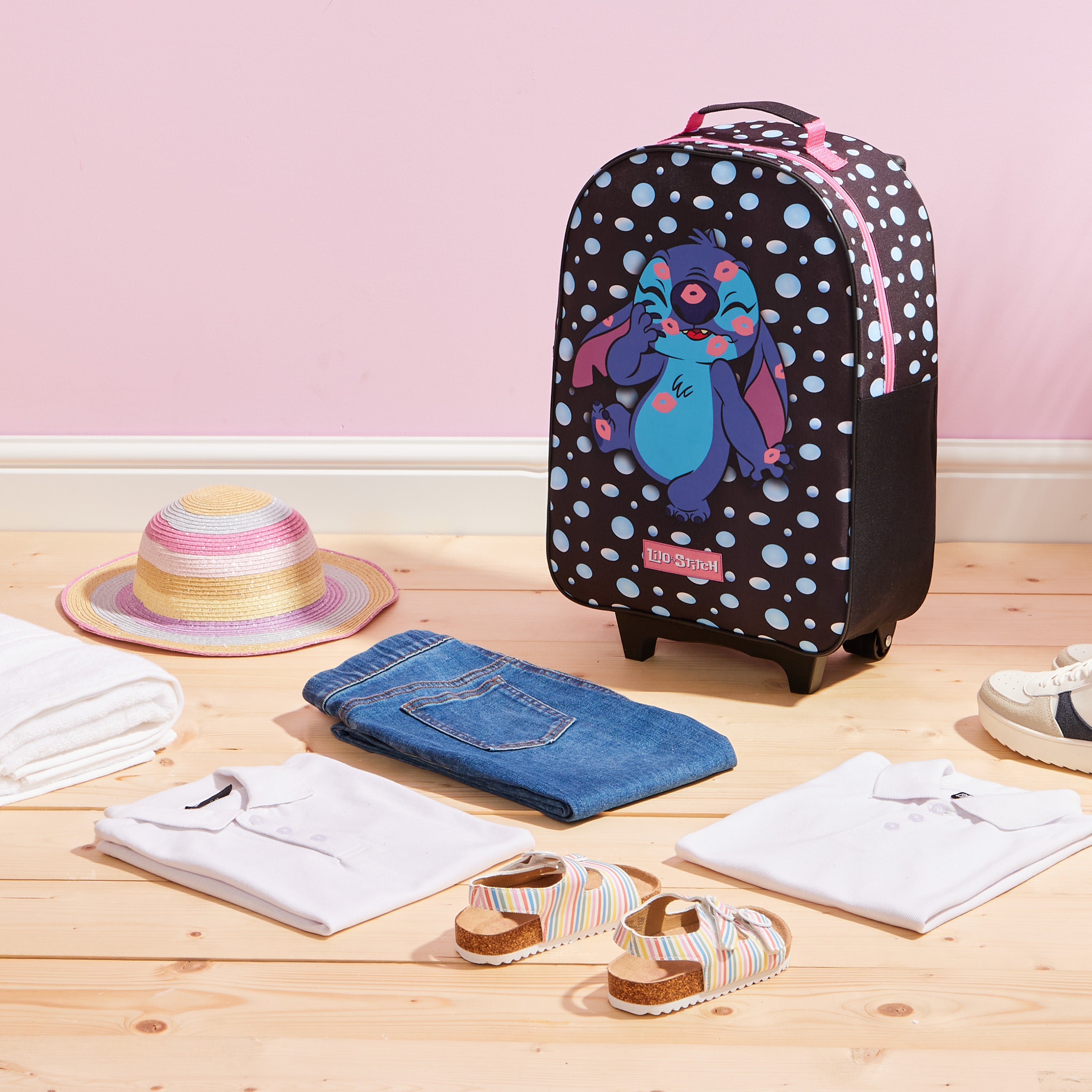 disney-valise-enfant-stitch-pliable-47cm-2-roues-noire image 5