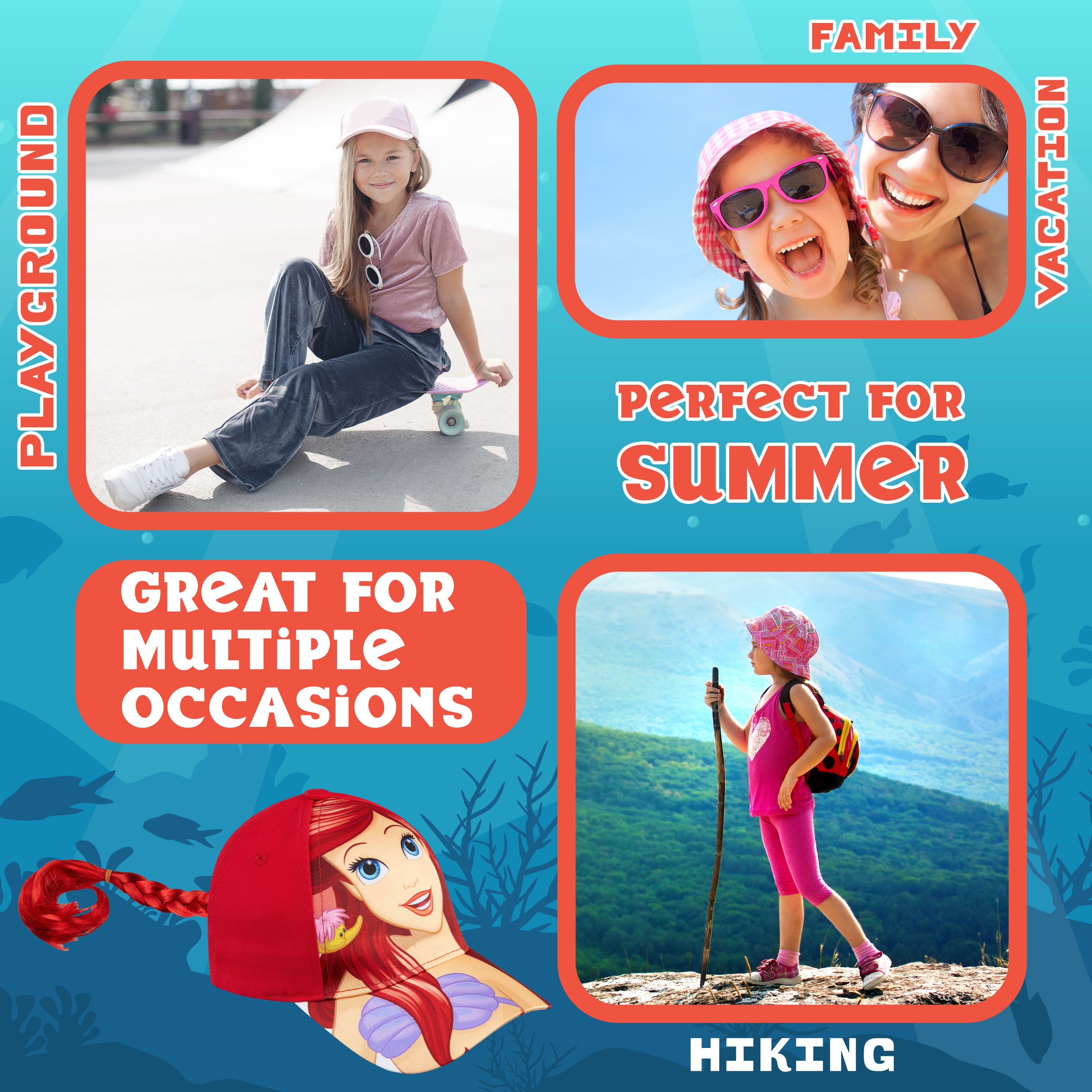 disney-la-petite-sir-ne-casquette-fille-natte-ariel-amovible image 5
