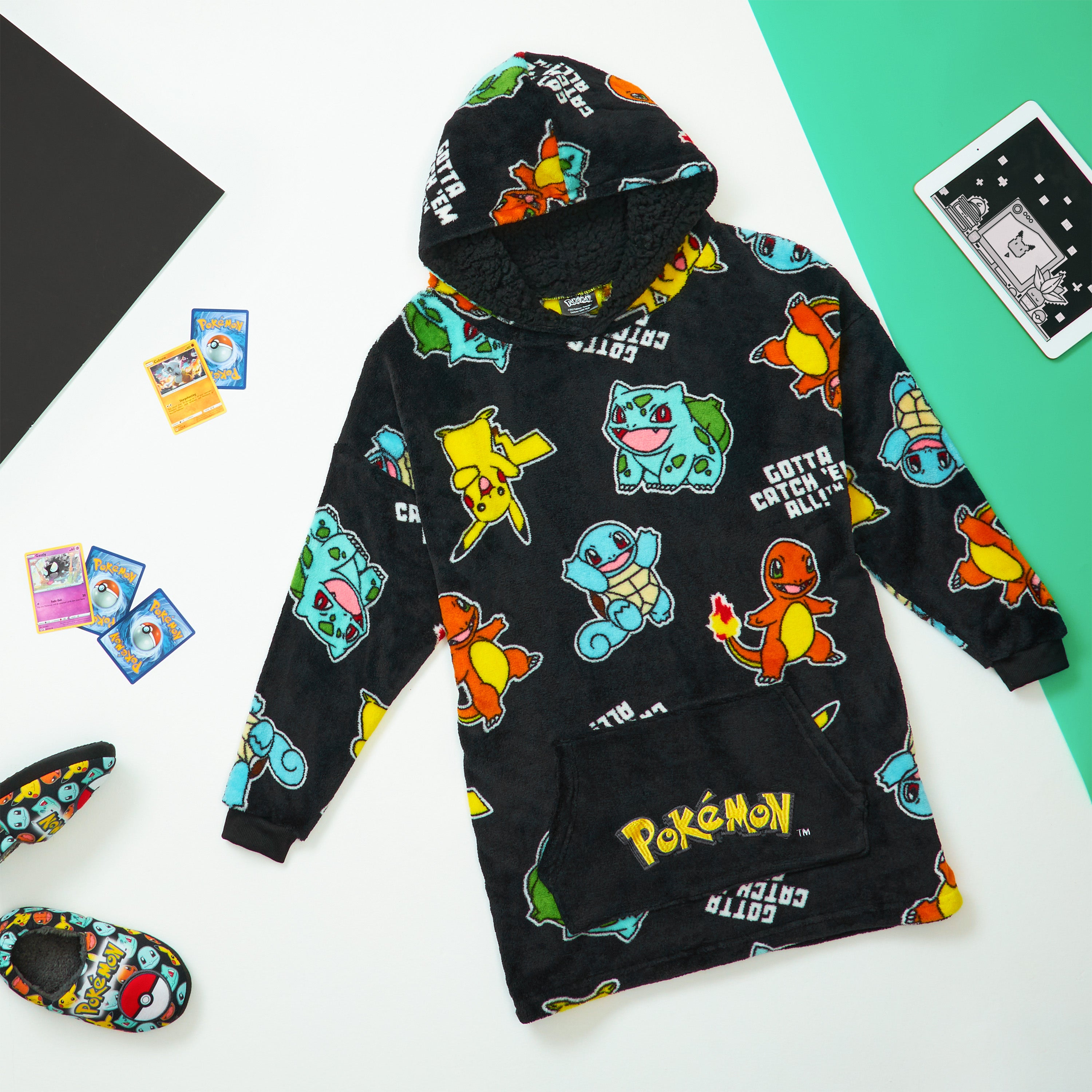 pok-mon-sweat-plaid-enfant-hoodie-pikachu-noir-tout-over image 2