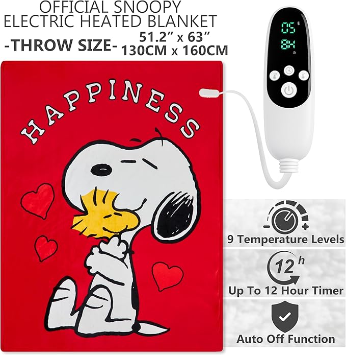 get-trend-peanuts-snoopy-couverture-chauffante-eu-king-230x265cm-sherpa image 3