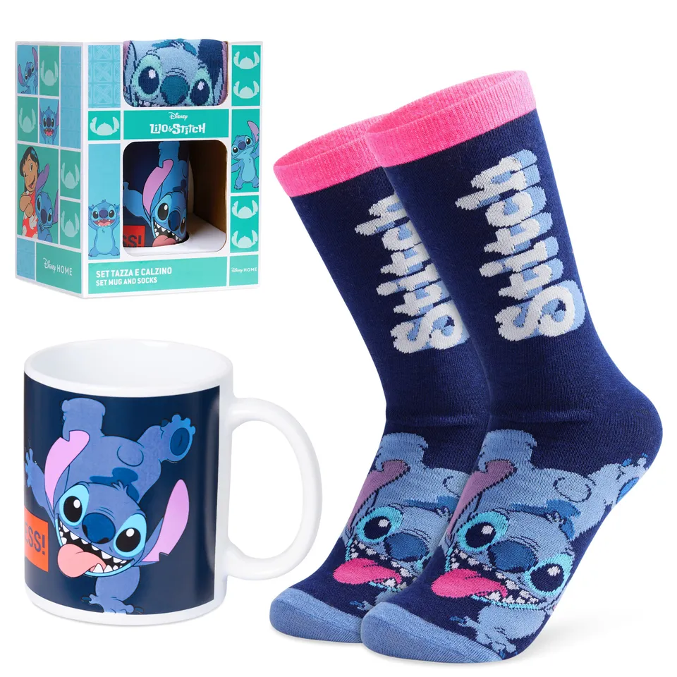 disney-stitch-coffret-mug-312ml-chaussettes-marine image 1
