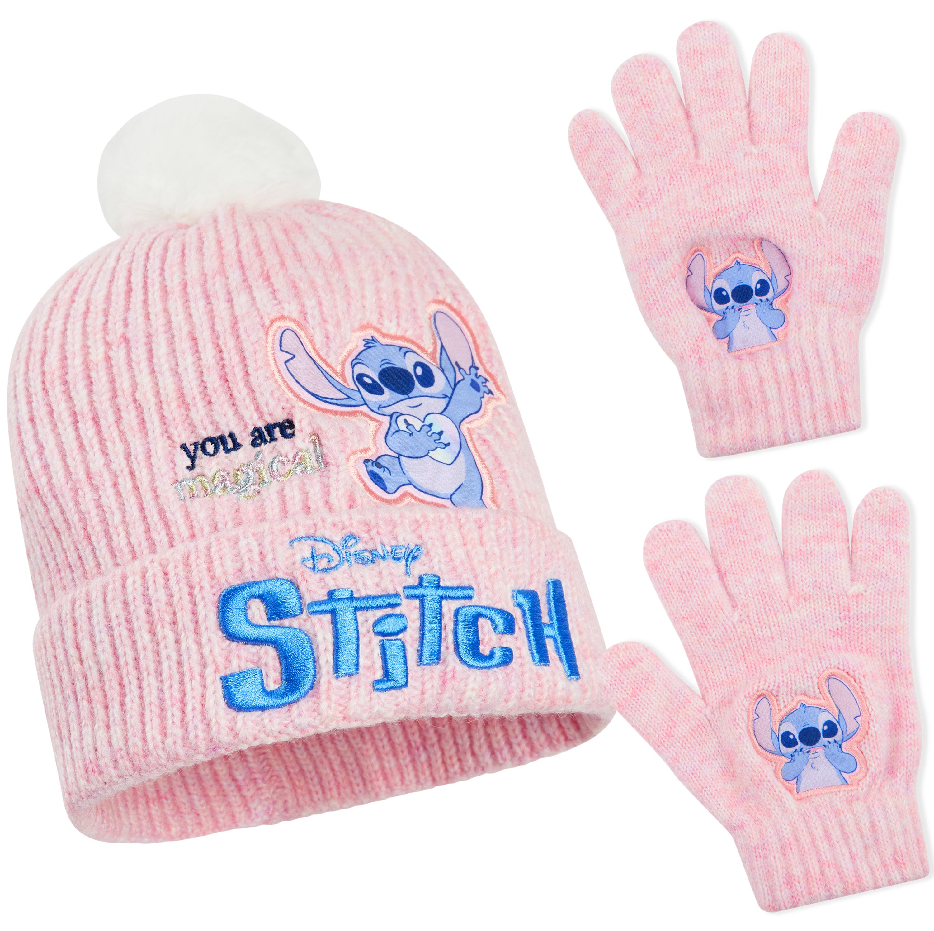 disney-stitch-ensemble-bonnet-gants-fille-hiver-6-14-ans image 1