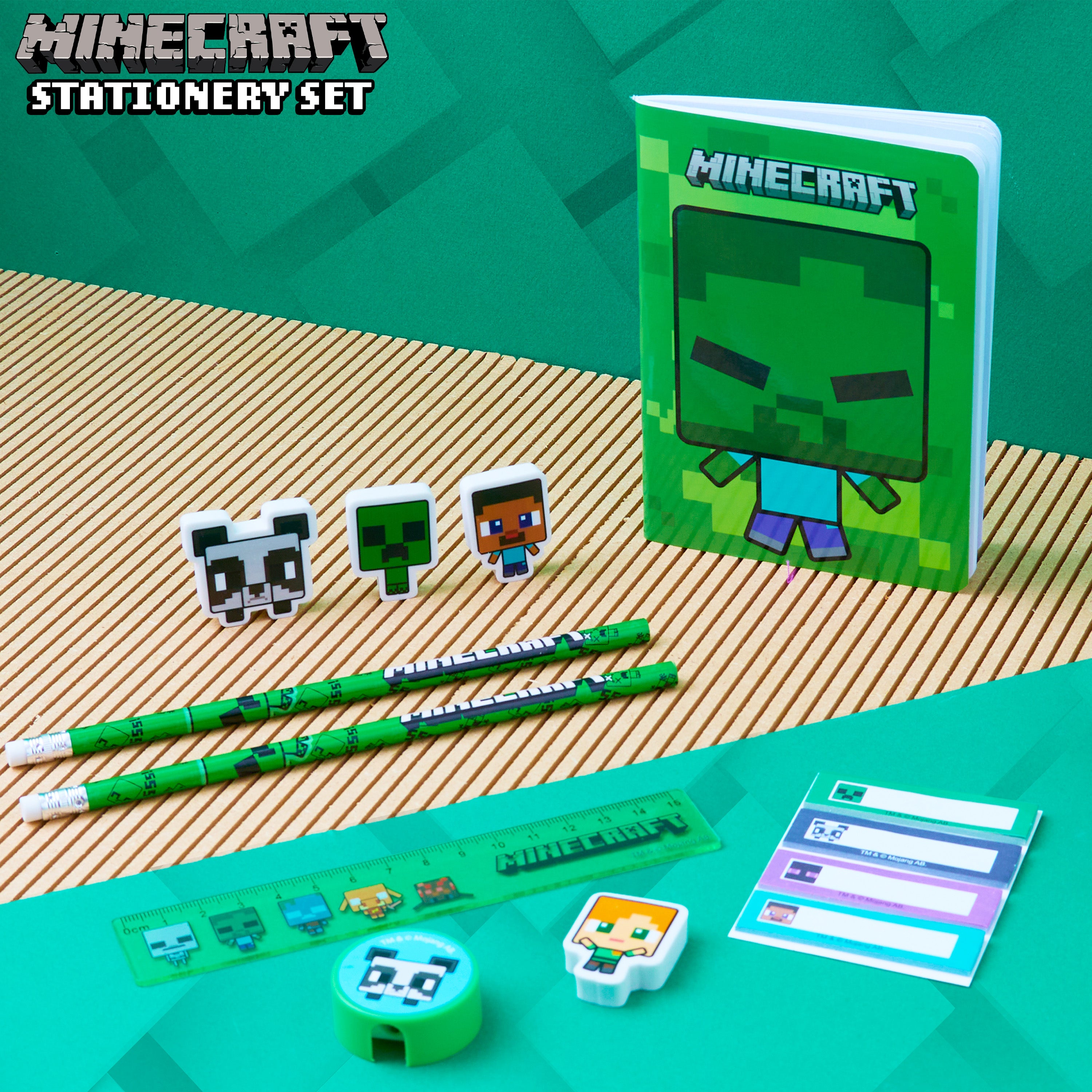 minecraft-trousse-garnie-papeterie-enfant-verte image 2