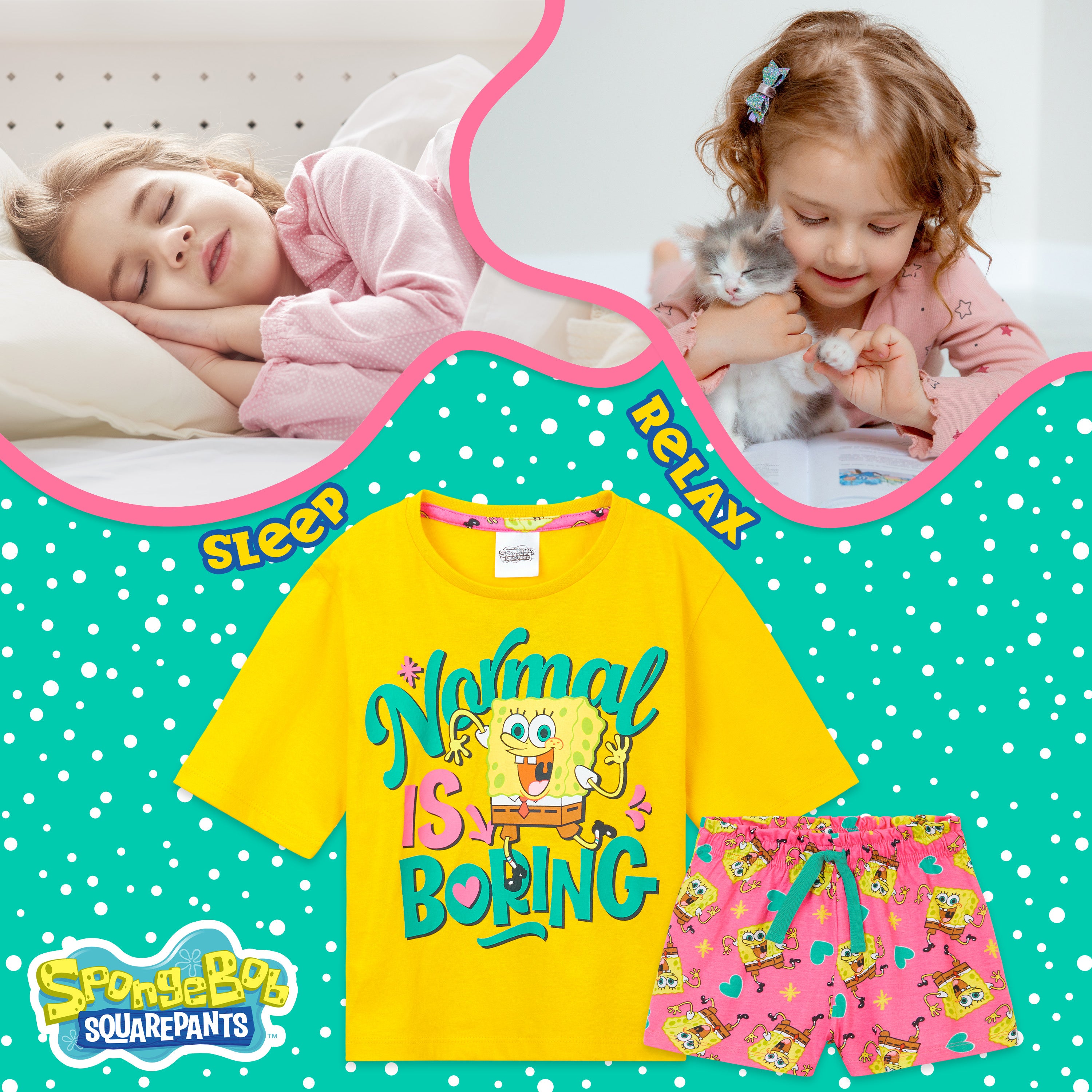 pyjama-bob-l-ponge-fille-t-shirt-short-coton-7-8-ans image 5