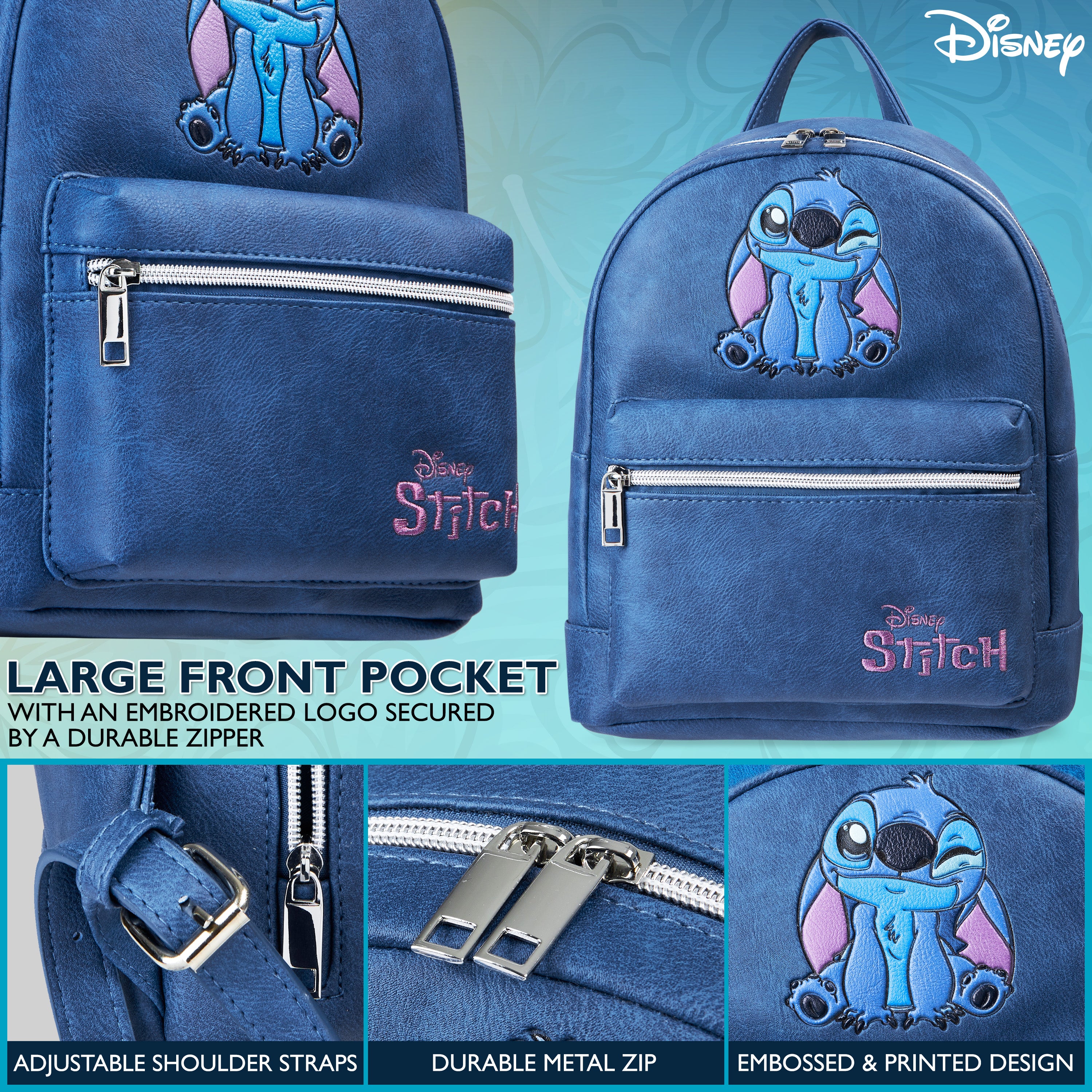 disney-stitch-sac-dos-fille-similicuir-poches-zipp-es image 4