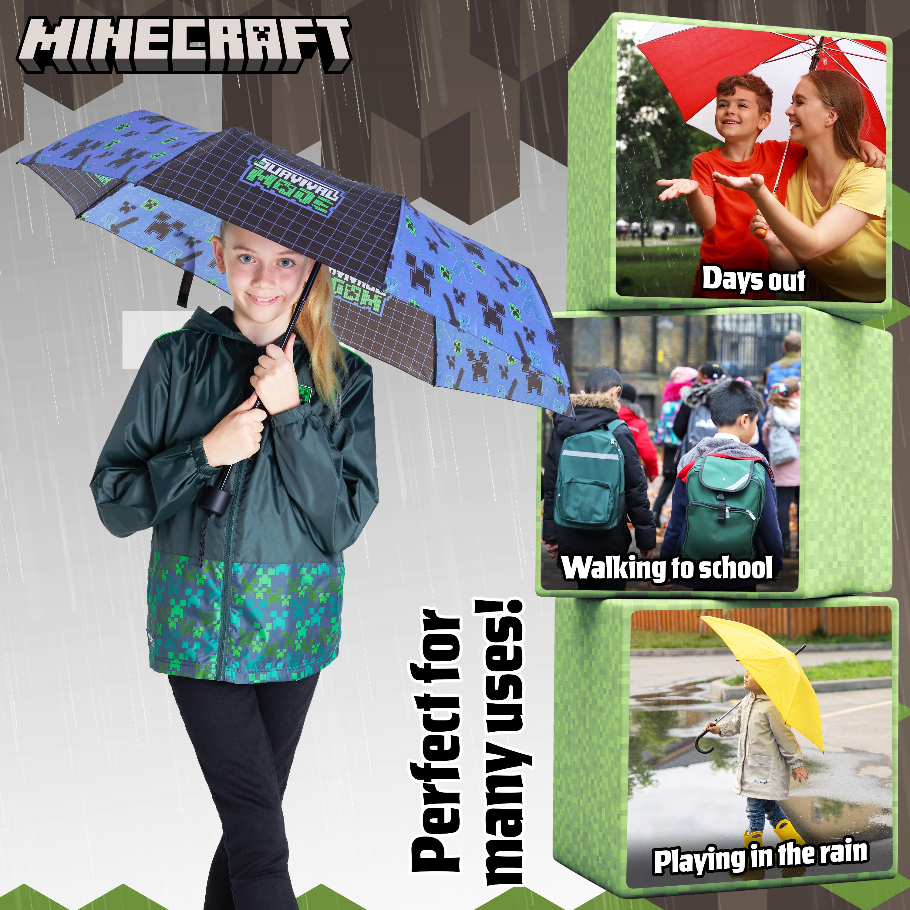 minecraft-parapluie-pliant-enfant-t-lescopique-l-ger image 2