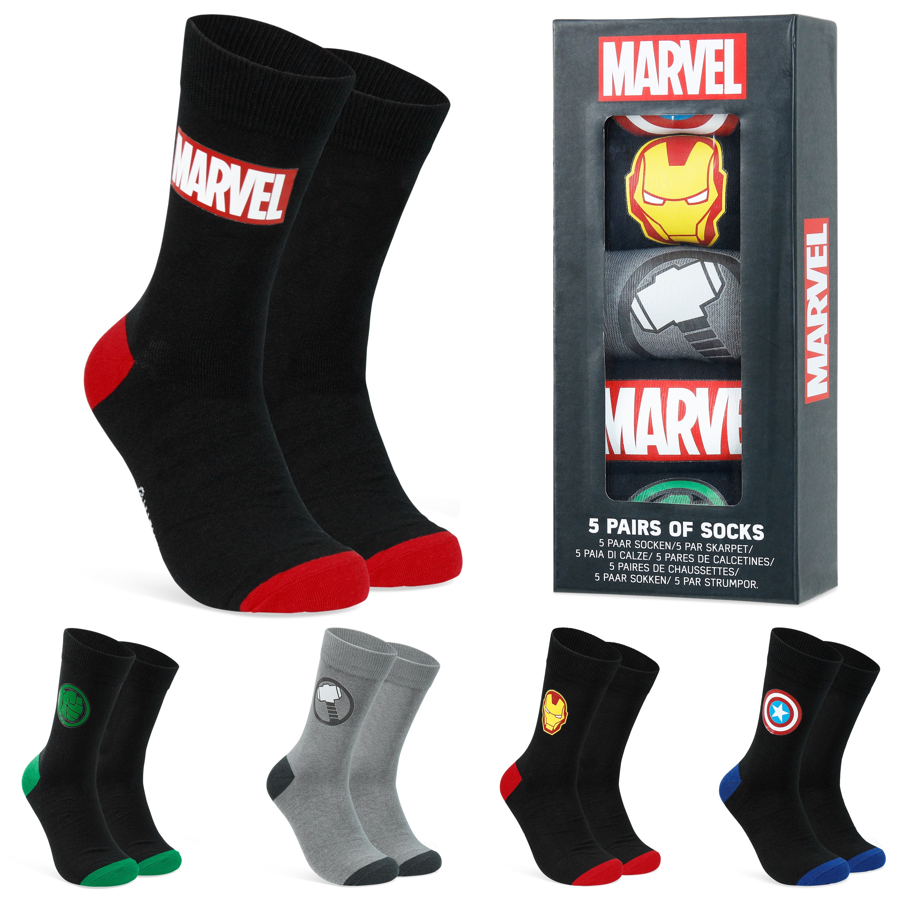marvel-avengers-chaussettes-homme-mi-mollet-lot-de-5-respirantes image 1
