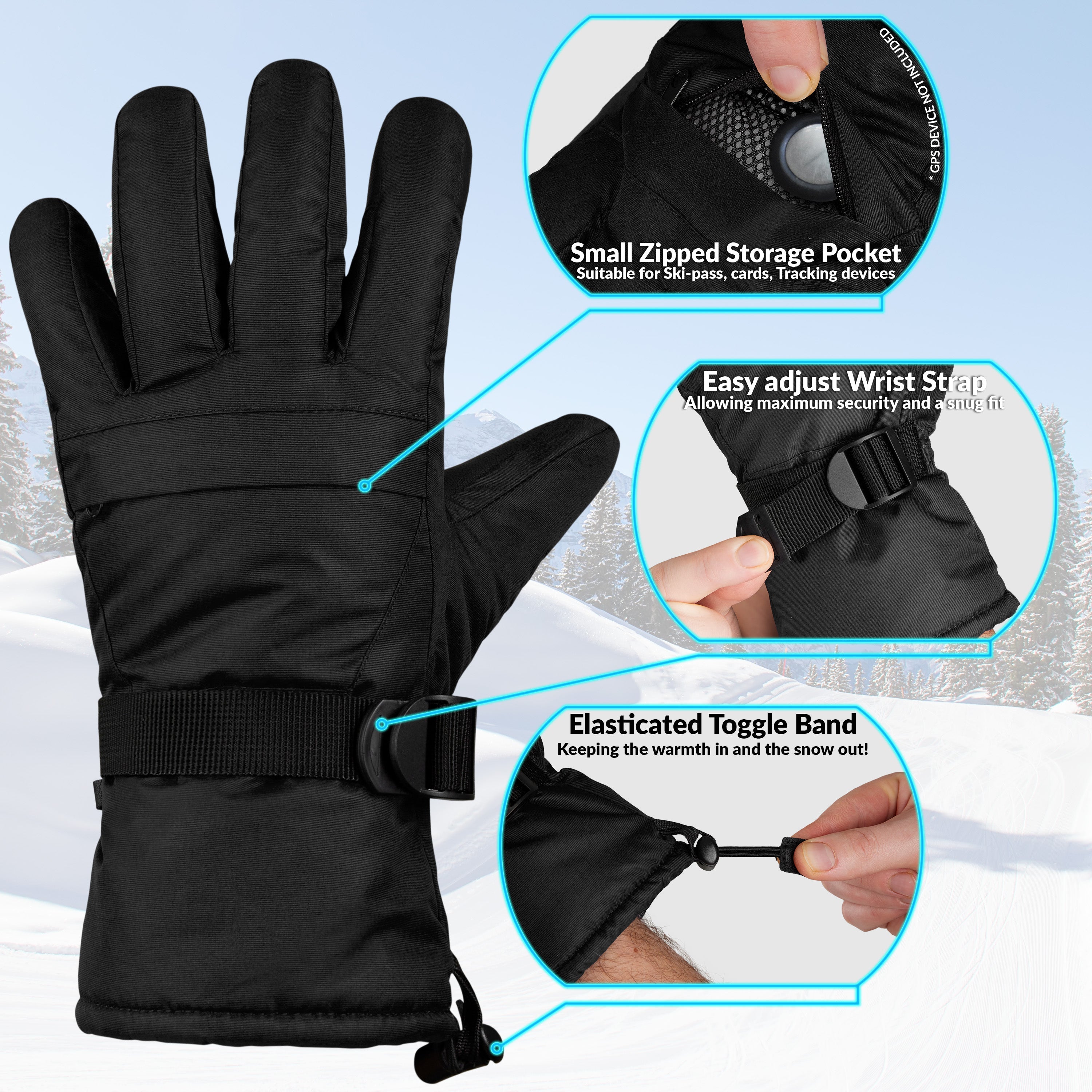 citycomfort-gants-ski-homme-noir-tactiles-doublure-polaire image 5