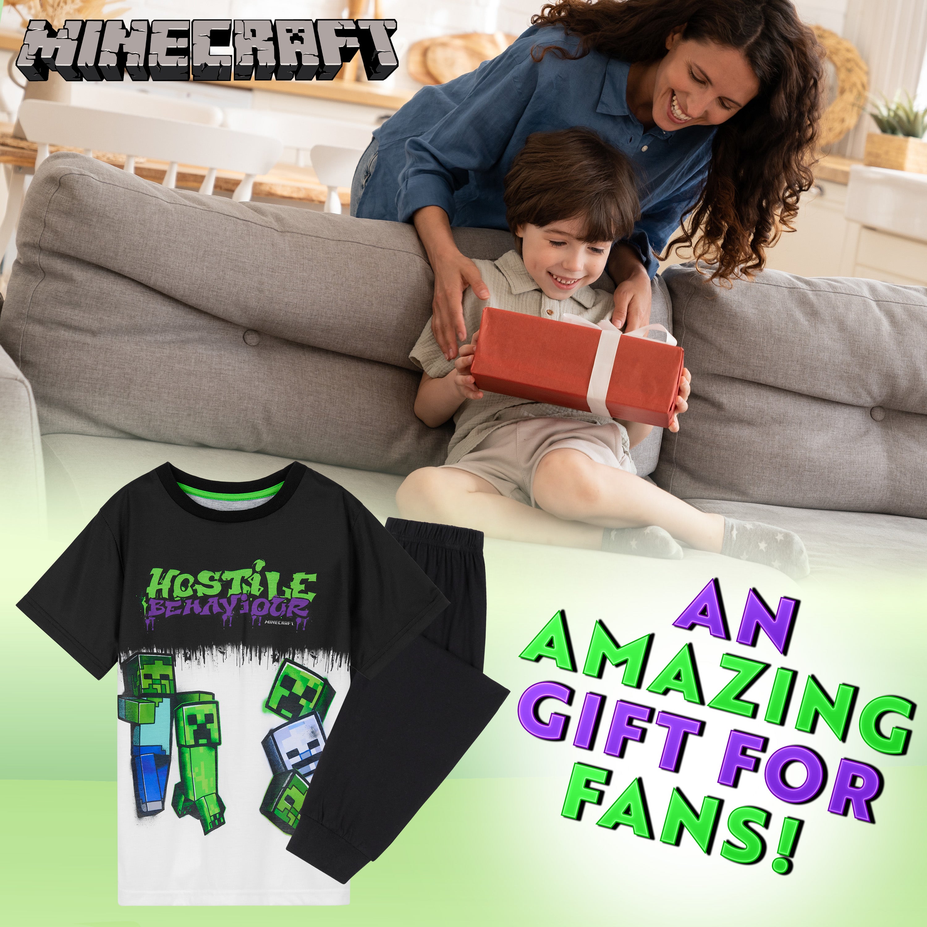 minecraft-ensemble-pyjama-gar-on-coton-creeper-5-14-ans image 2