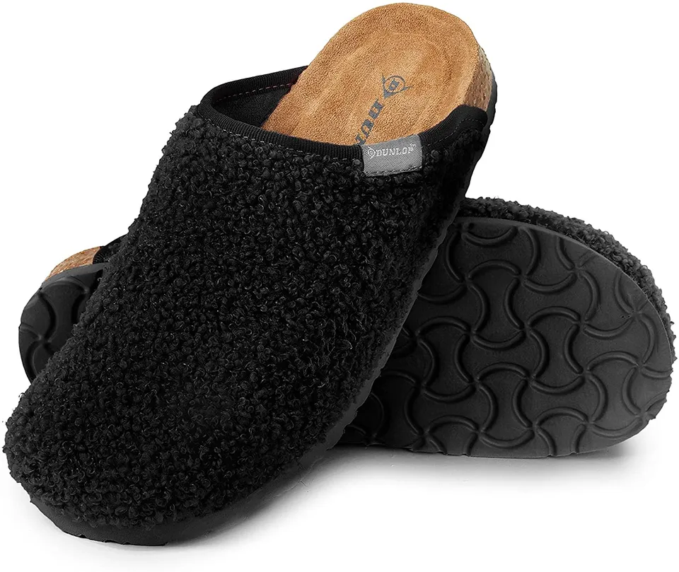 dunlop-mules-chaussons-femme-fourr-s-noirs-antid-rapants-38 image 1
