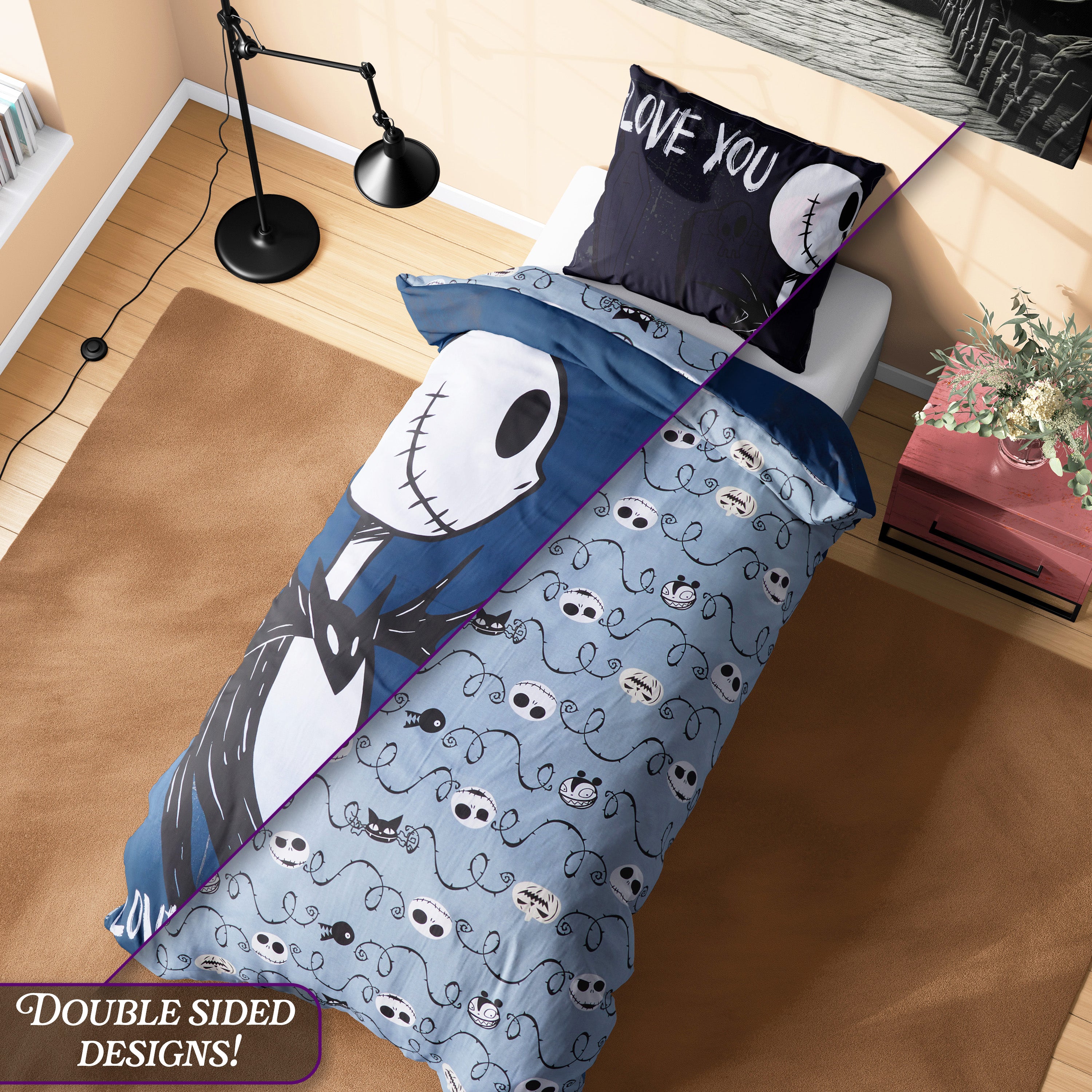 disney-jack-sally-housse-de-couette-single-1-personne-noire-taie image 4