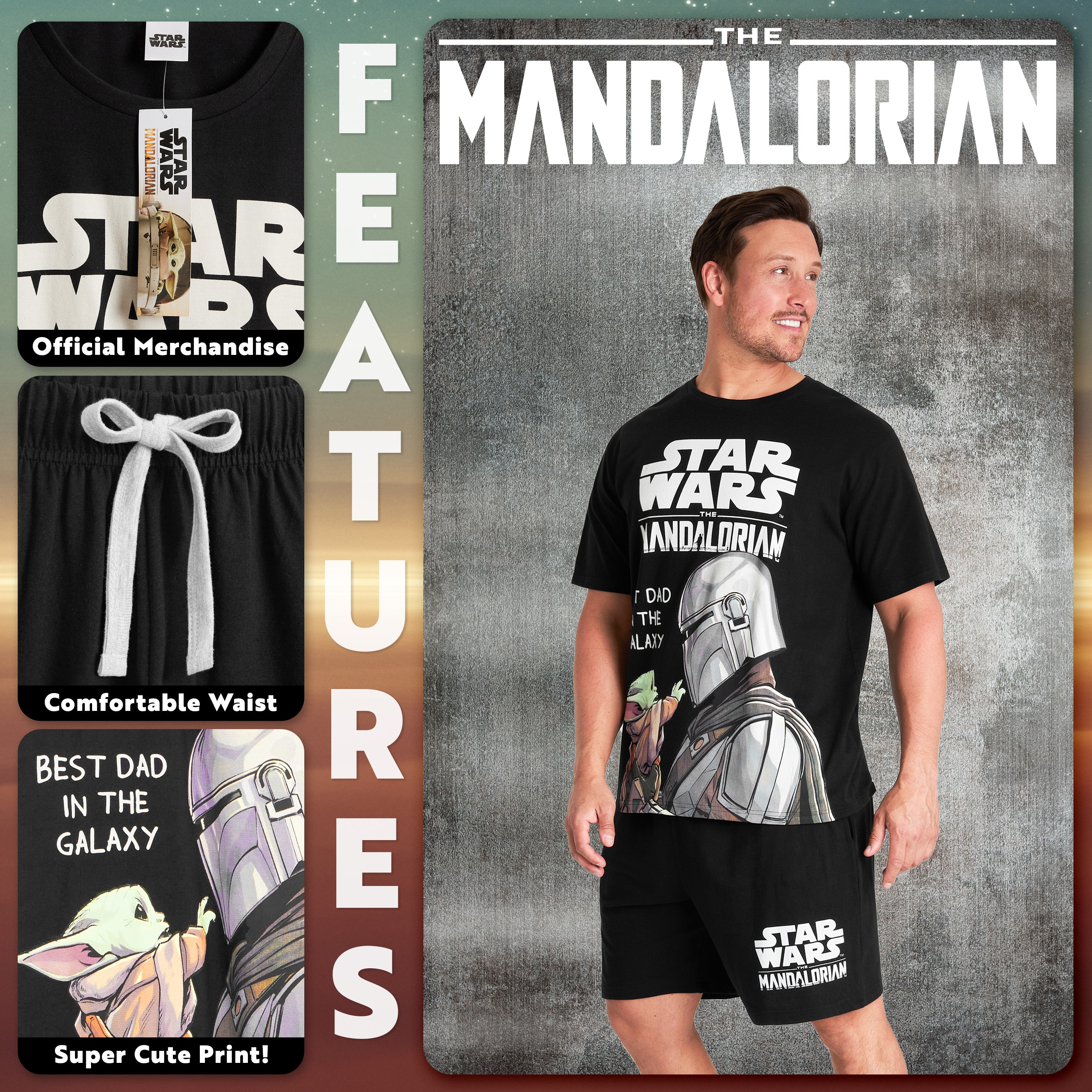 star-wars-pyjama-short-homme-baby-yoda-coton-t-shirt image 3