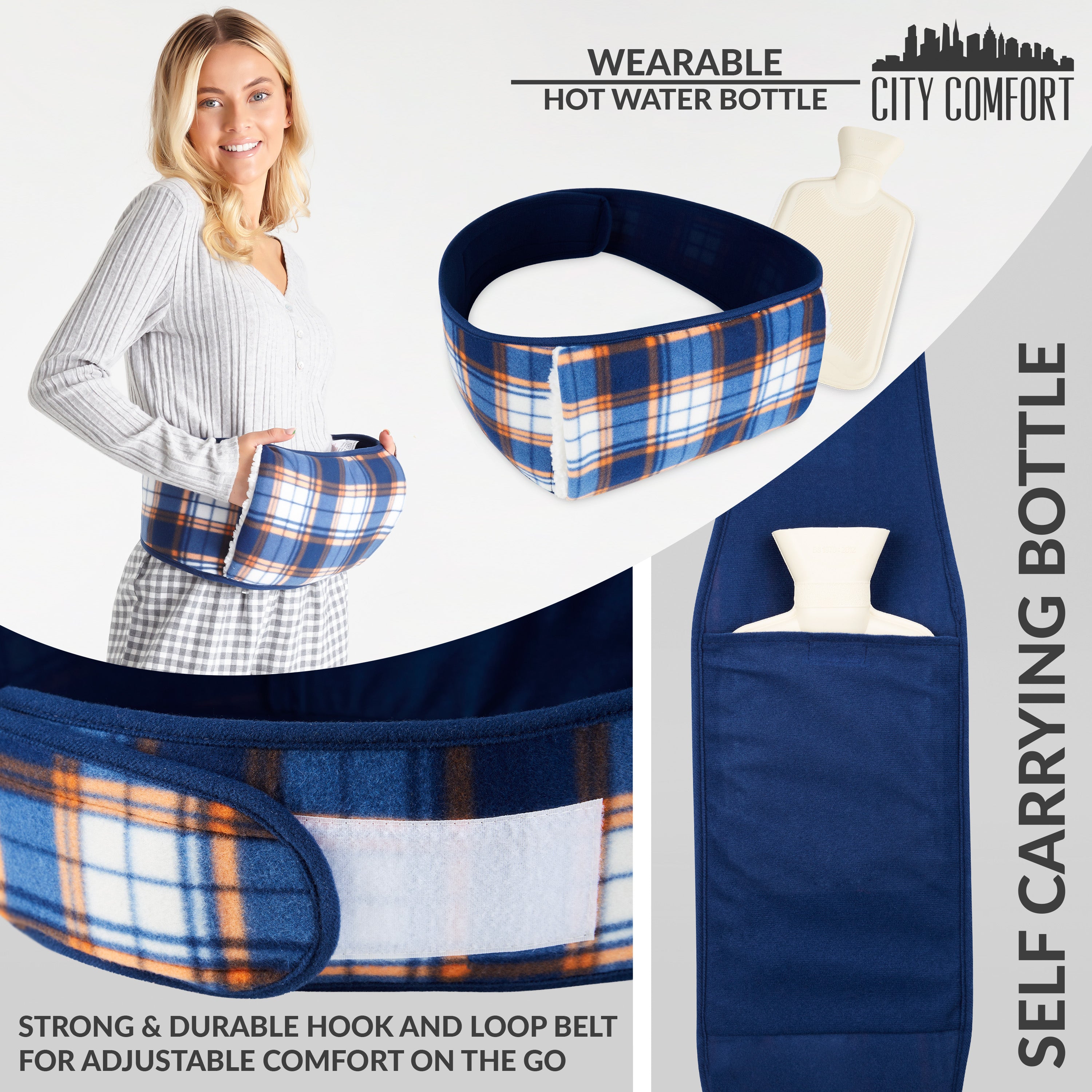 citycomfort-bouillotte-ceinture-peluche-tartan-poches-mains image 5