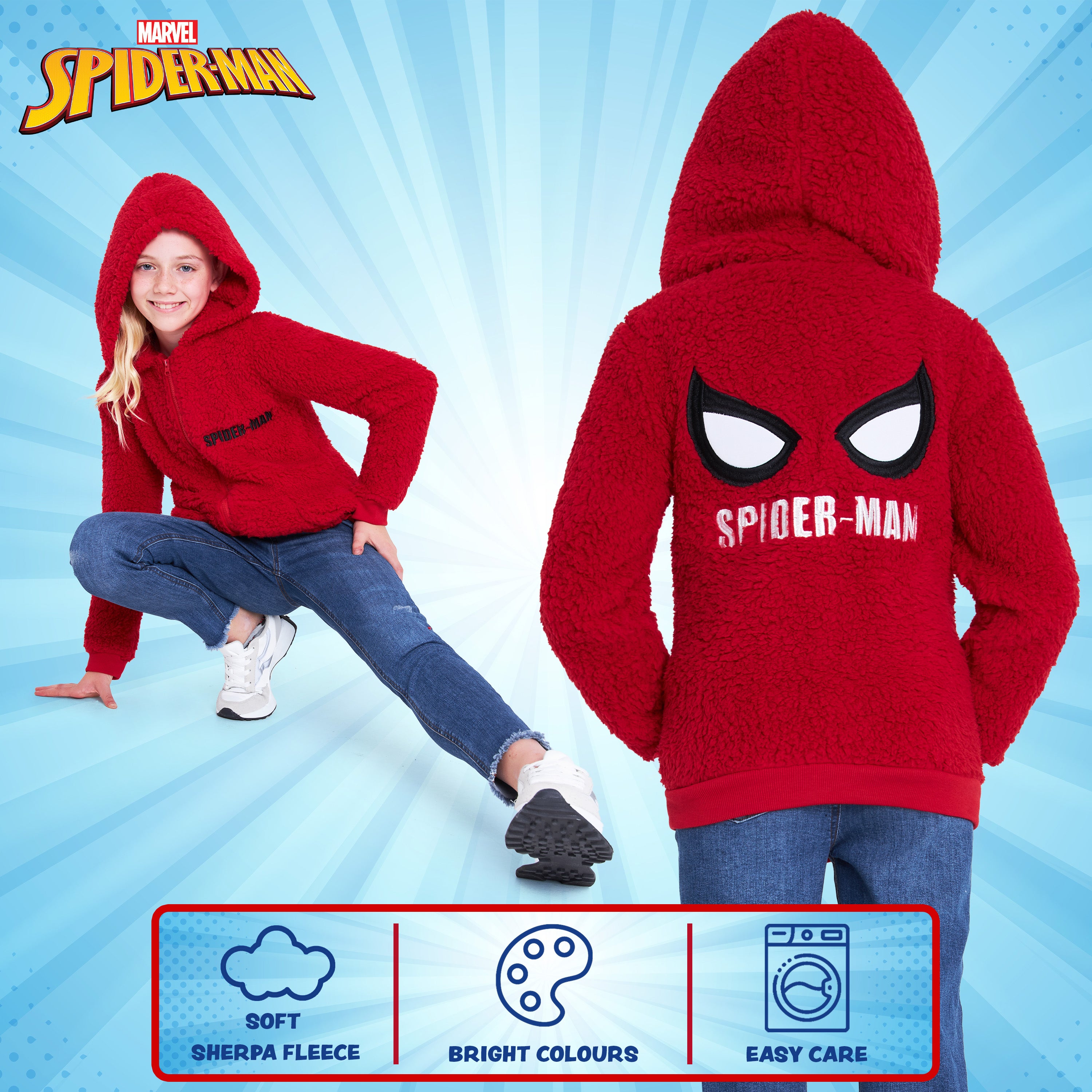marvel-spiderman-sweat-zipp-sherpa-rouge-gar-on-7-8-ans image 6