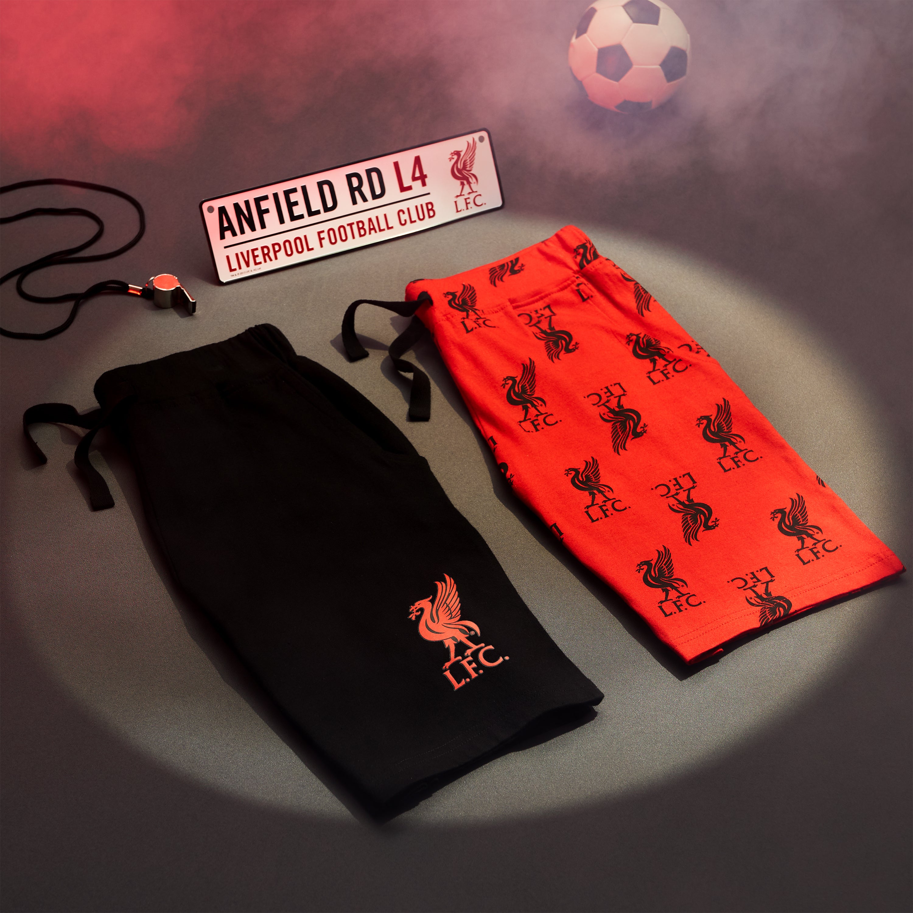 liverpool-fc-short-gar-on-coton-lot-de-2-rouge-gris-6-7-ans image 2