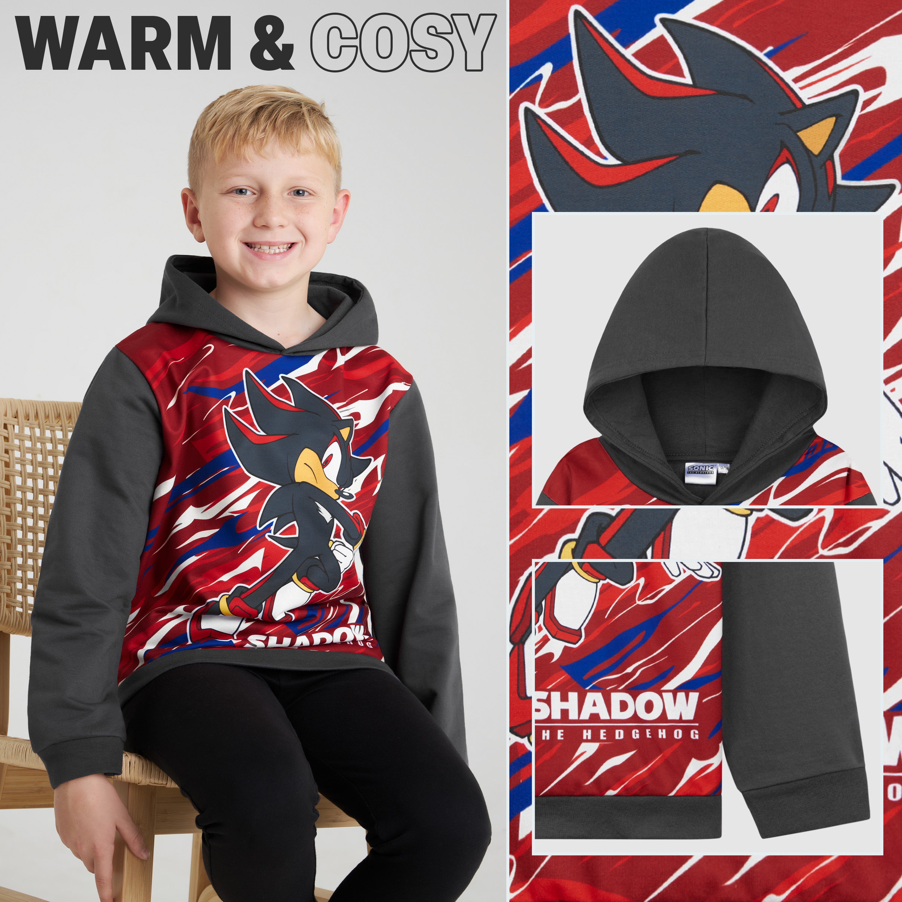 sonic-sweat-capuche-gar-on-shadow-coton-4-10-ans image 3