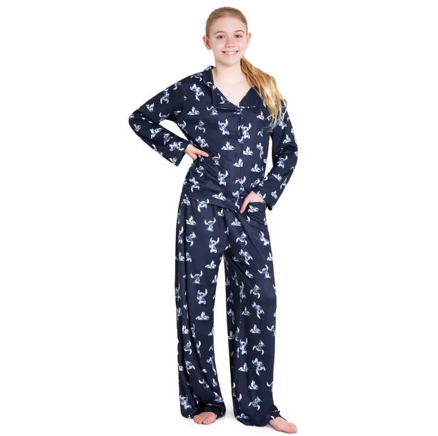 disney-stitch-pyjama-fille-long-2-pi-ces-bleu-marine-7-8-ans image 1