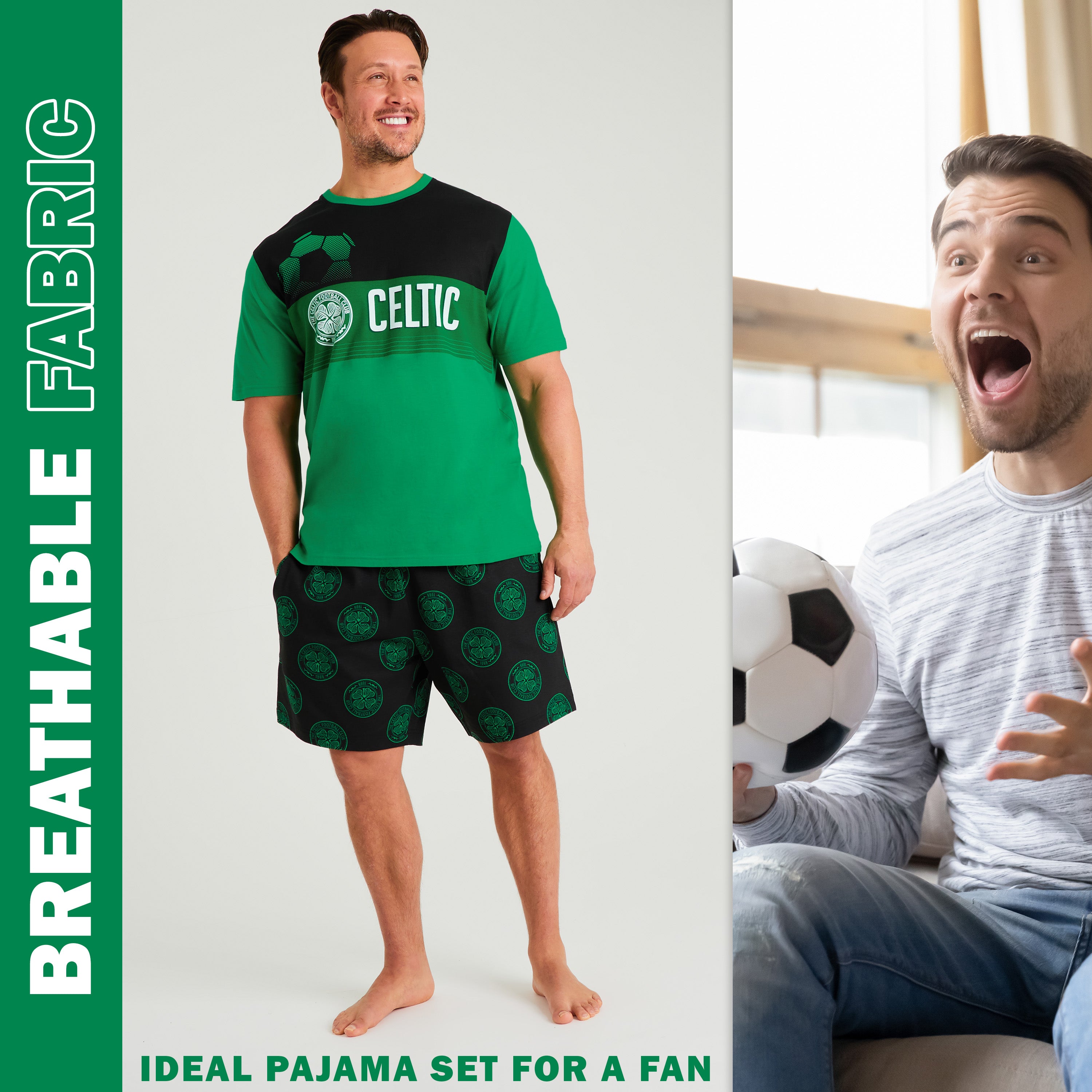 celtic-fc-pyjama-short-homme-vert-noir-coton image 4