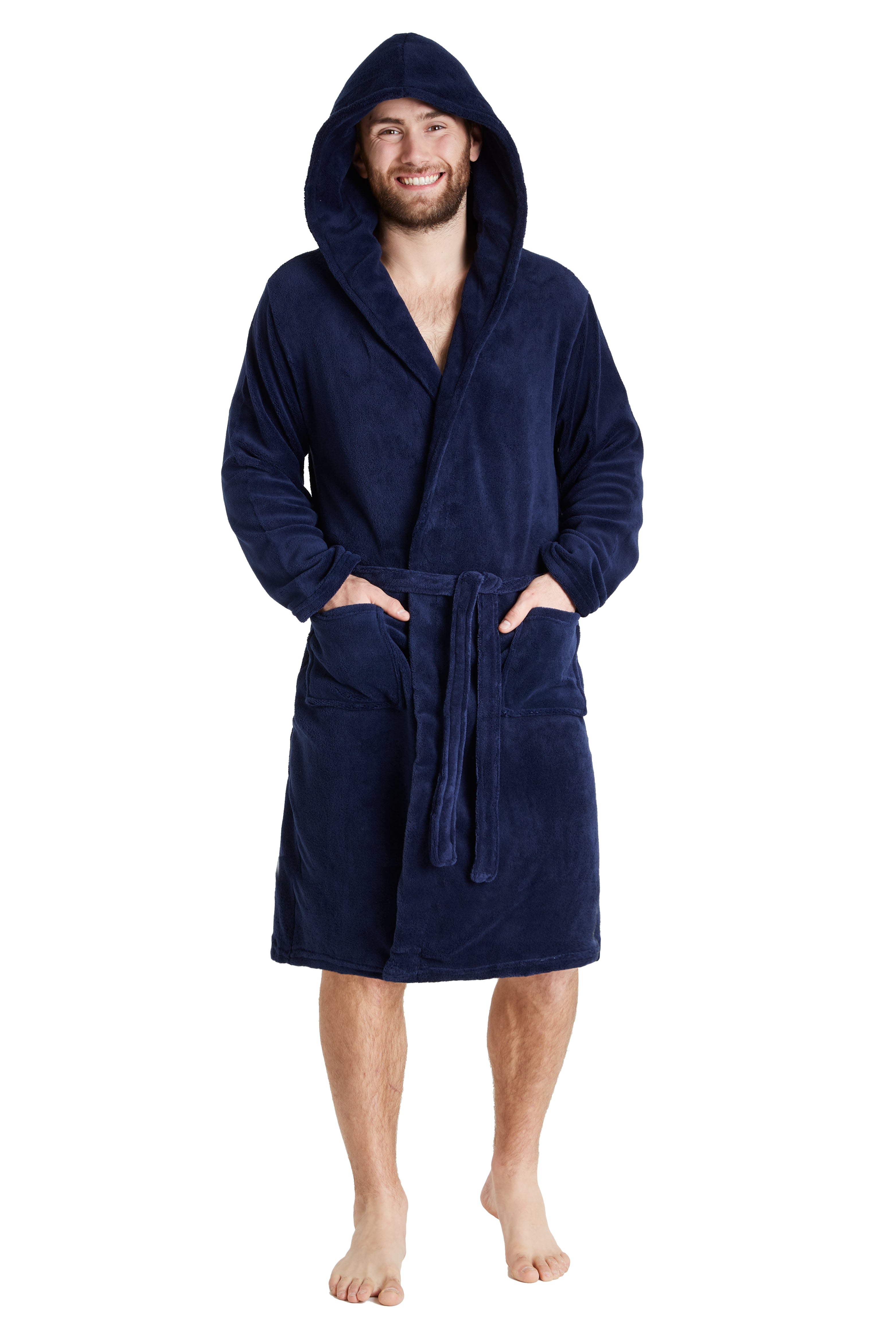citycomfort-peignoir-homme-polaire-bleu-marine-col-ch-le image 1