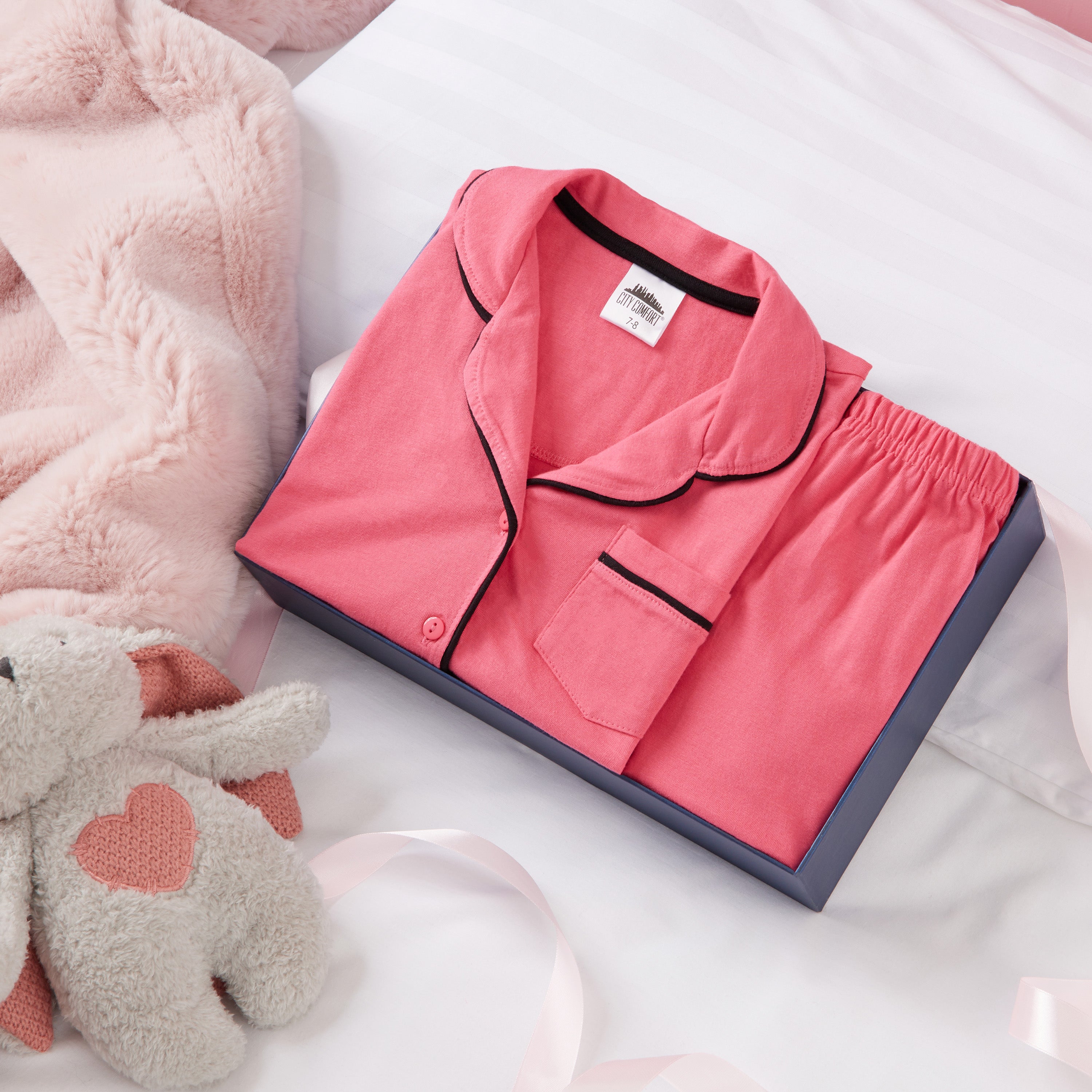 citycomfort-pyjama-fille-court-coton-bouton-rose-5-6-ans image 3