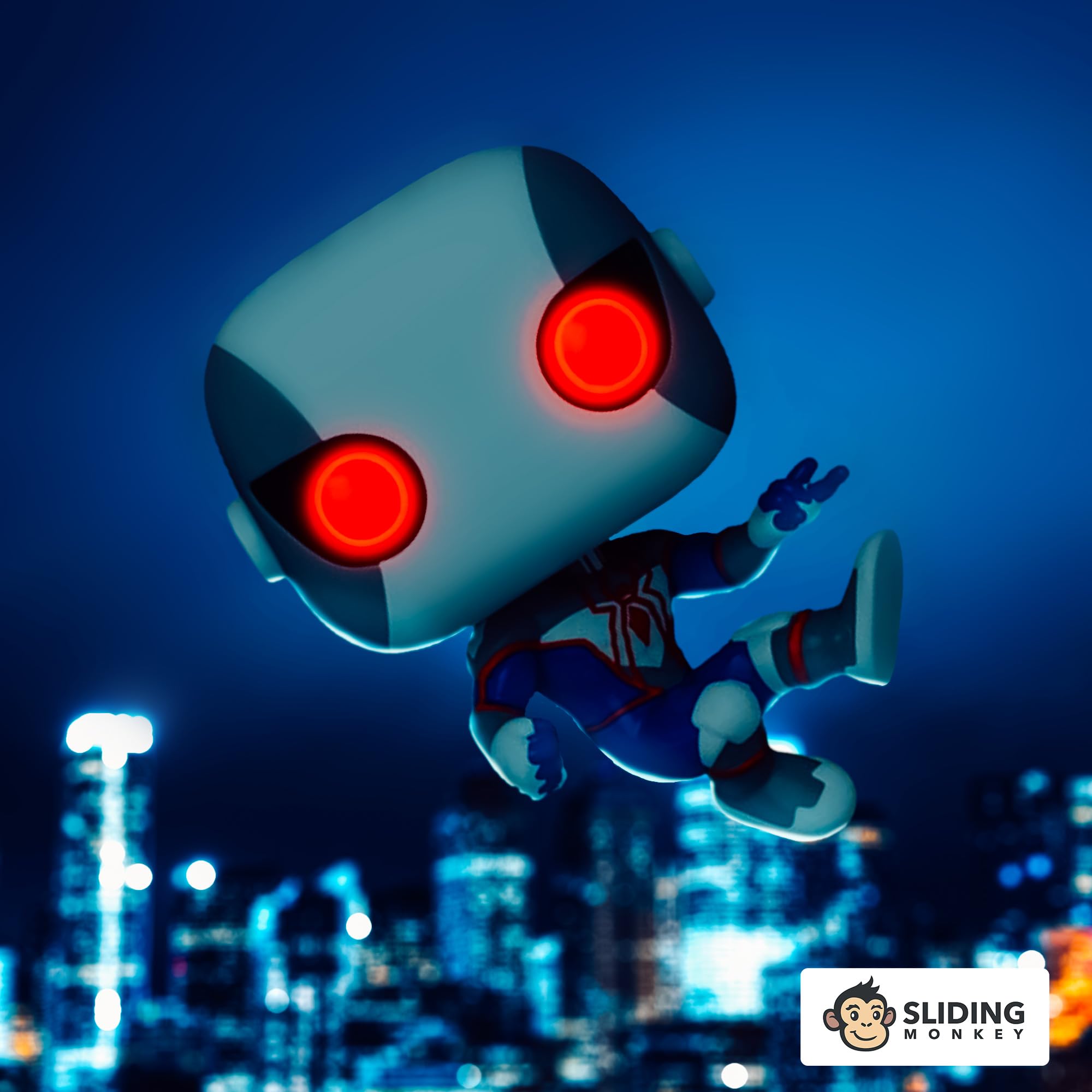 funko-pop-marvel-spider-man-bug-eyes-armor-blanc-bleu-vinyle image 3