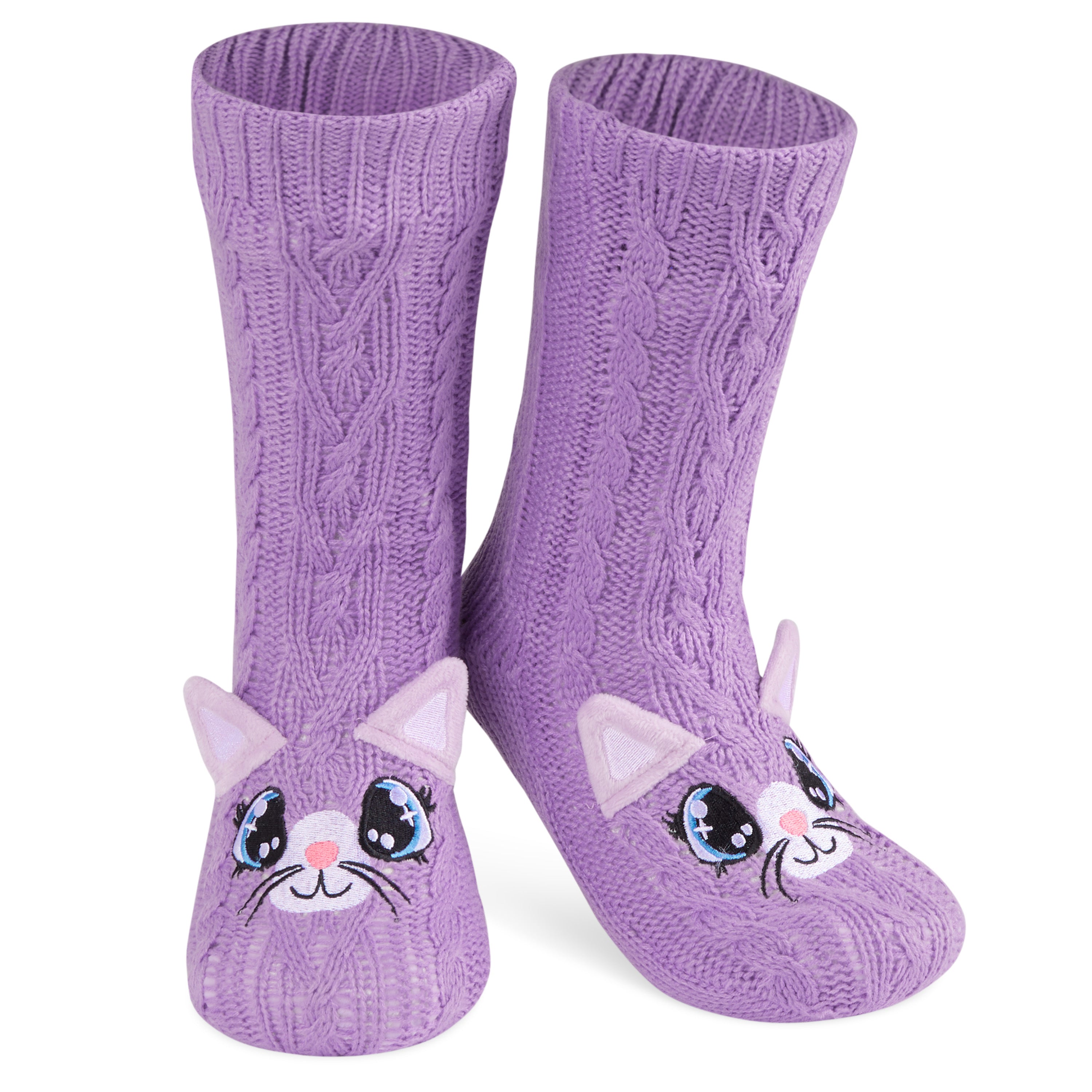 citycomfort-chaussettes-pilou-femme-chat-violet image 1