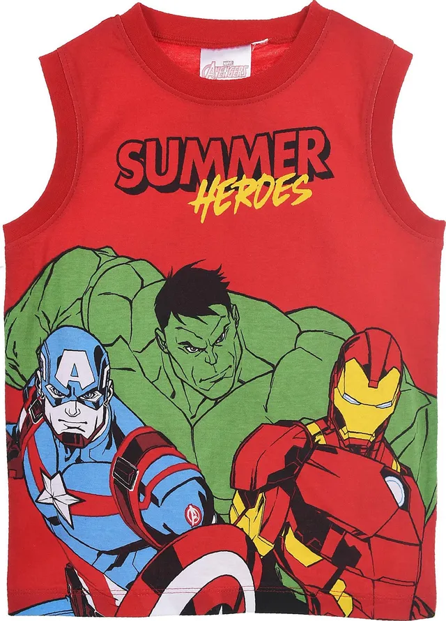 marvel-avengers-t-shirt-sans-manches-gar-on-4-ans-rouge-coton image 1