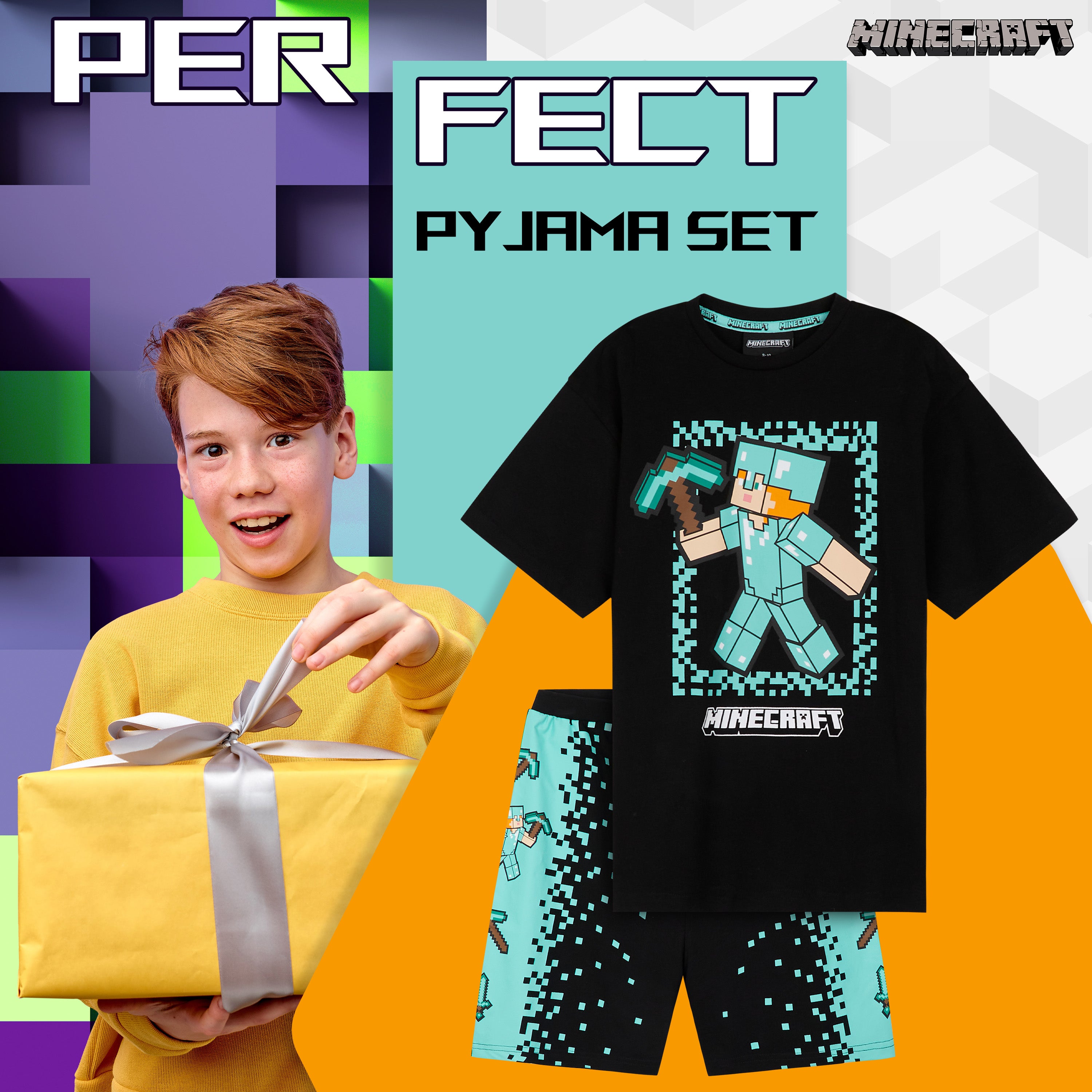 get-trend-minecraft-pyjama-short-gar-on-9-10-ans-coton image 3