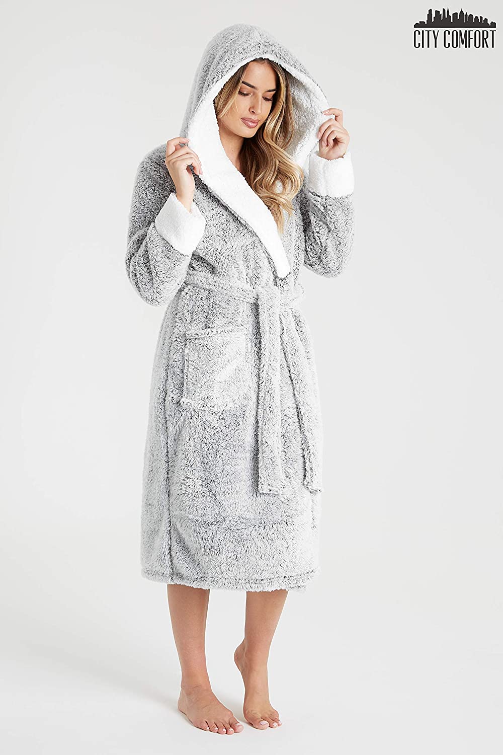 citycomfort-peignoir-femme-capuche-gris-taille-s image 5