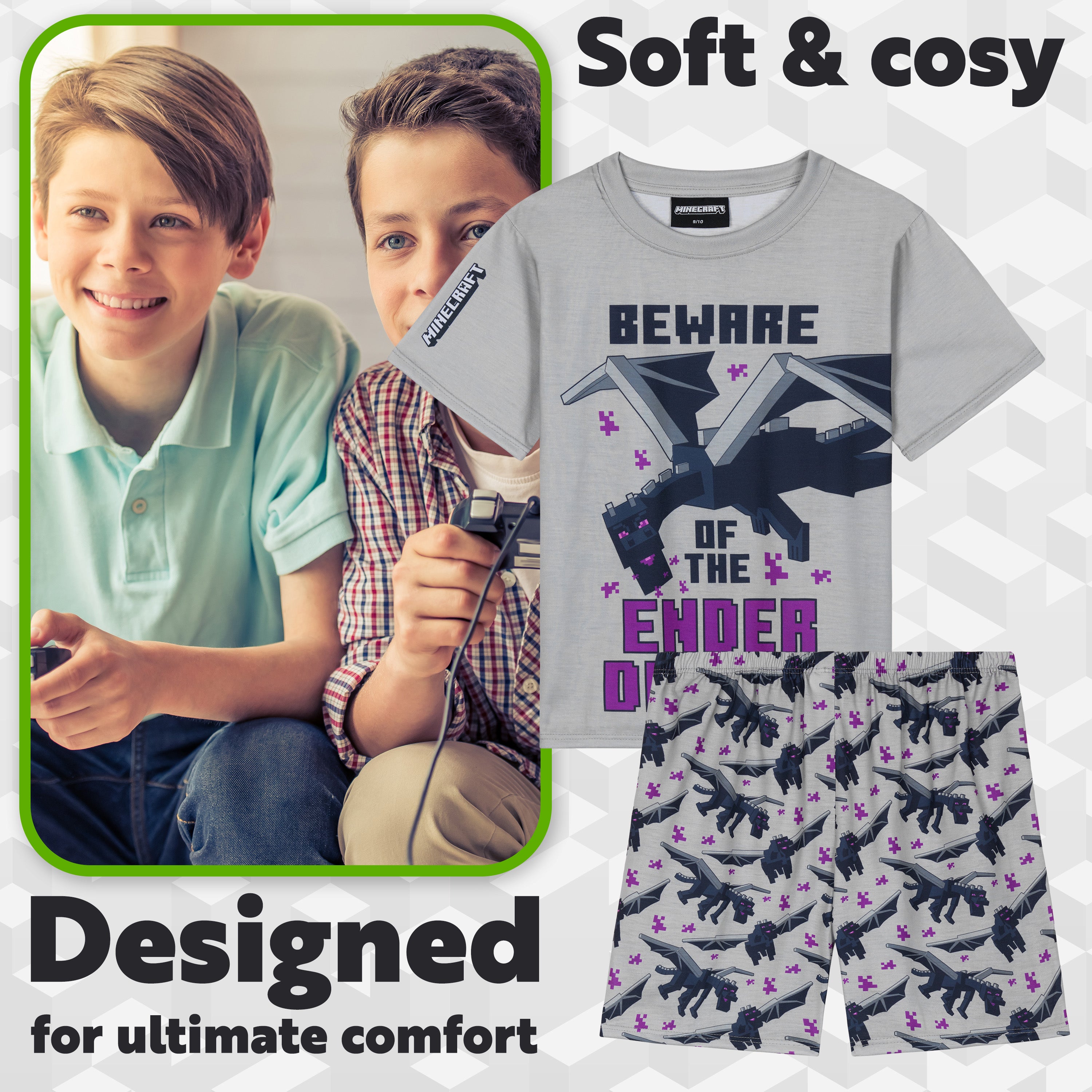 minecraft-pyjama-short-gar-on-gamer-manche-courte-9-10-ans image 3