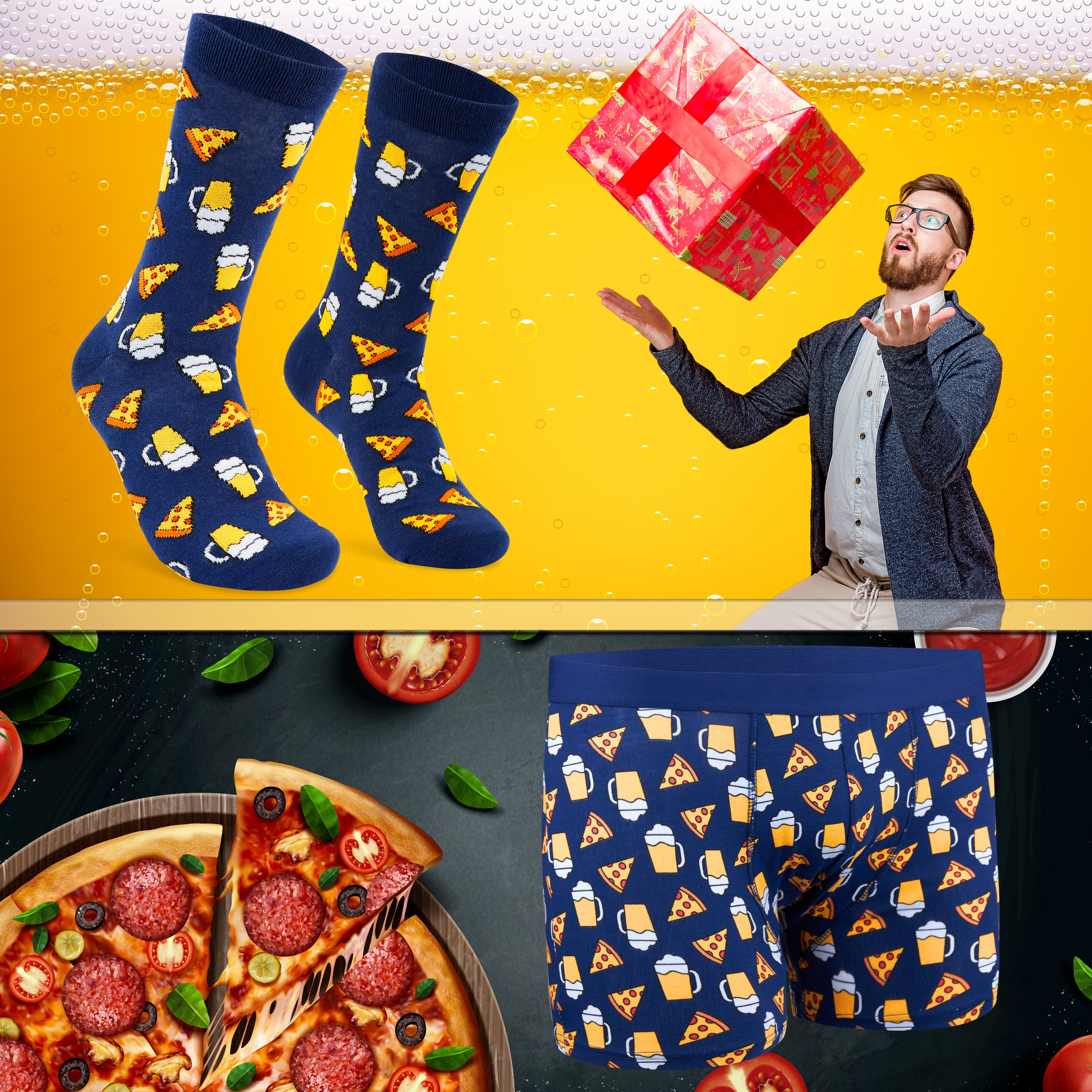 citycomfort-pizza-beer-boxer-homme-chaussettes-coffret-coton-l image 3