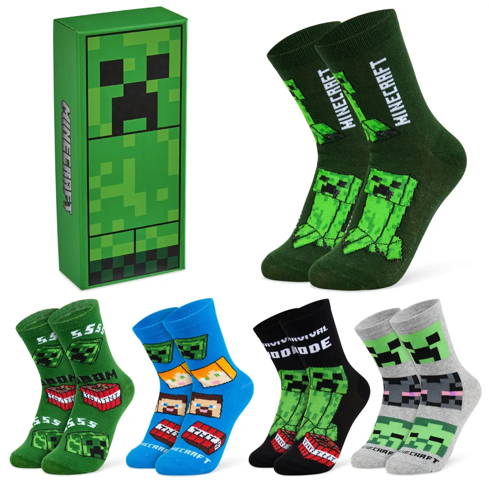 minecraft-chaussettes-gar-on-creeper-mi-mollet-lot image 1