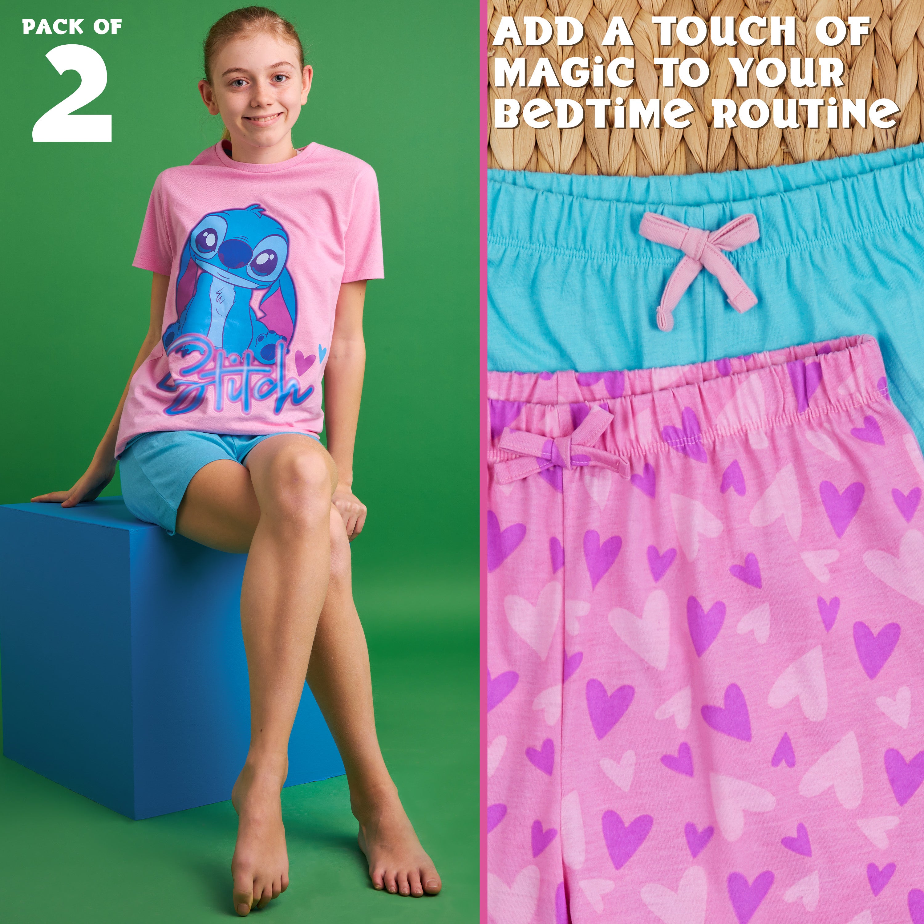 get-trend-girls-disney-stitch-pyjama-court-fille-2-pi-ces-respirant image 4