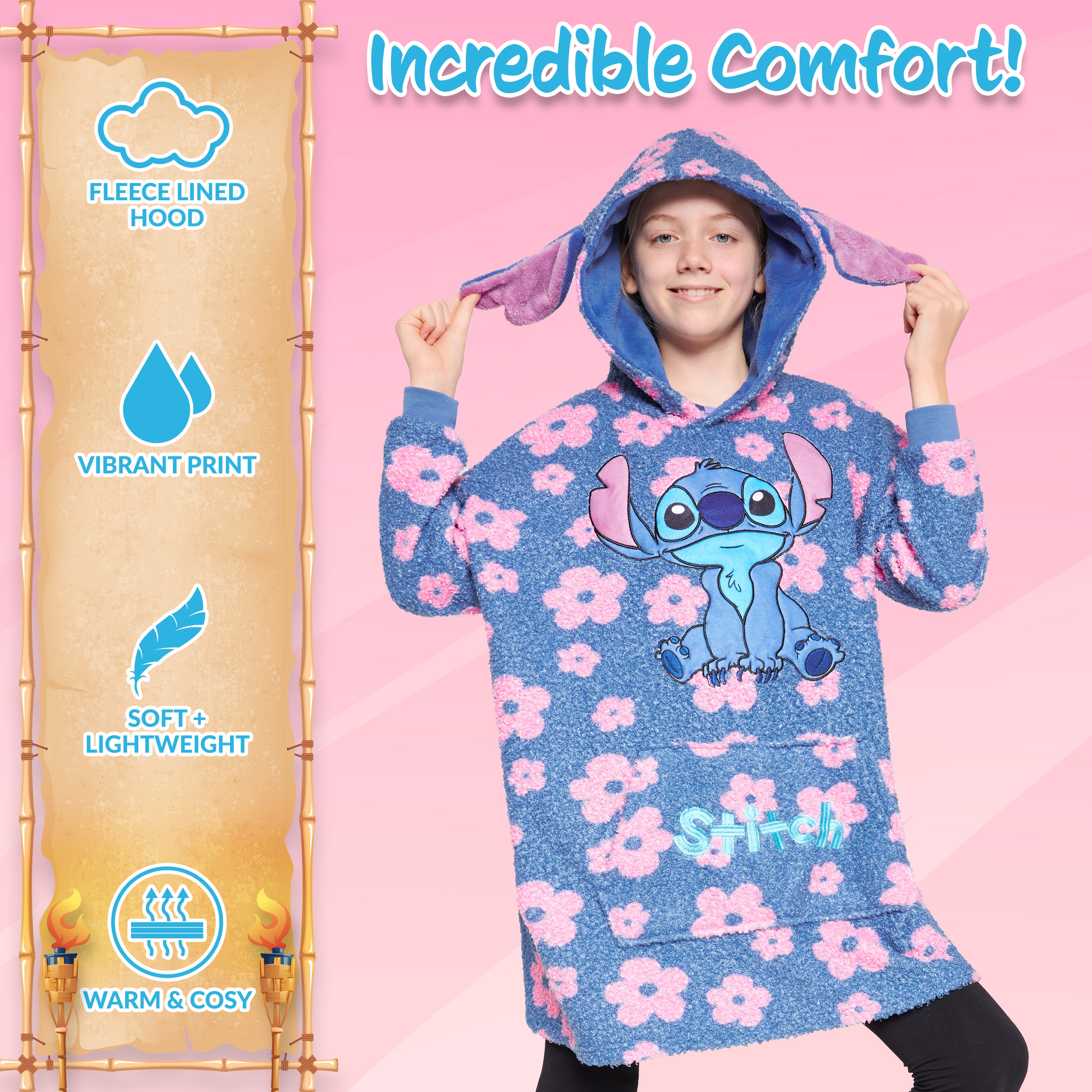 disney-stitch-plaid-sweat-enfant-capuche-taille-unique-polaire-douce image 4