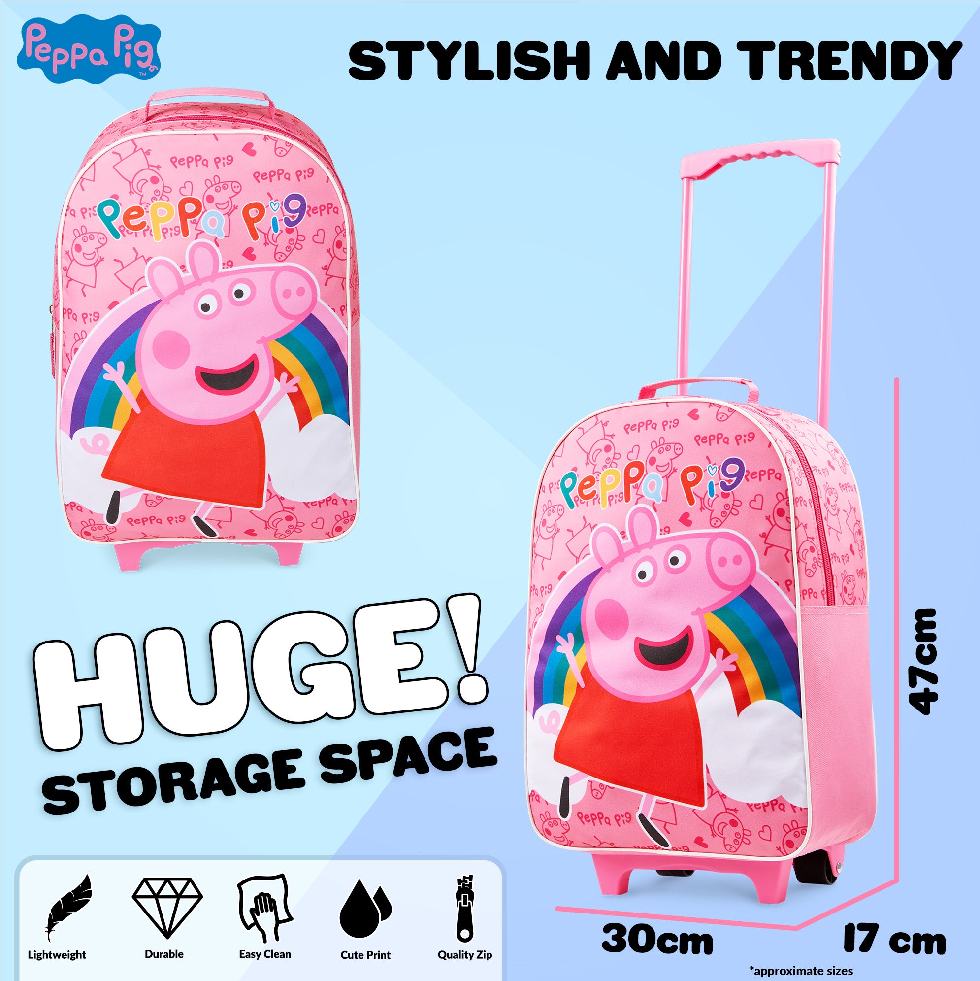 peppa-pig-valise-enfant-roulettes-fille-47cm image 5