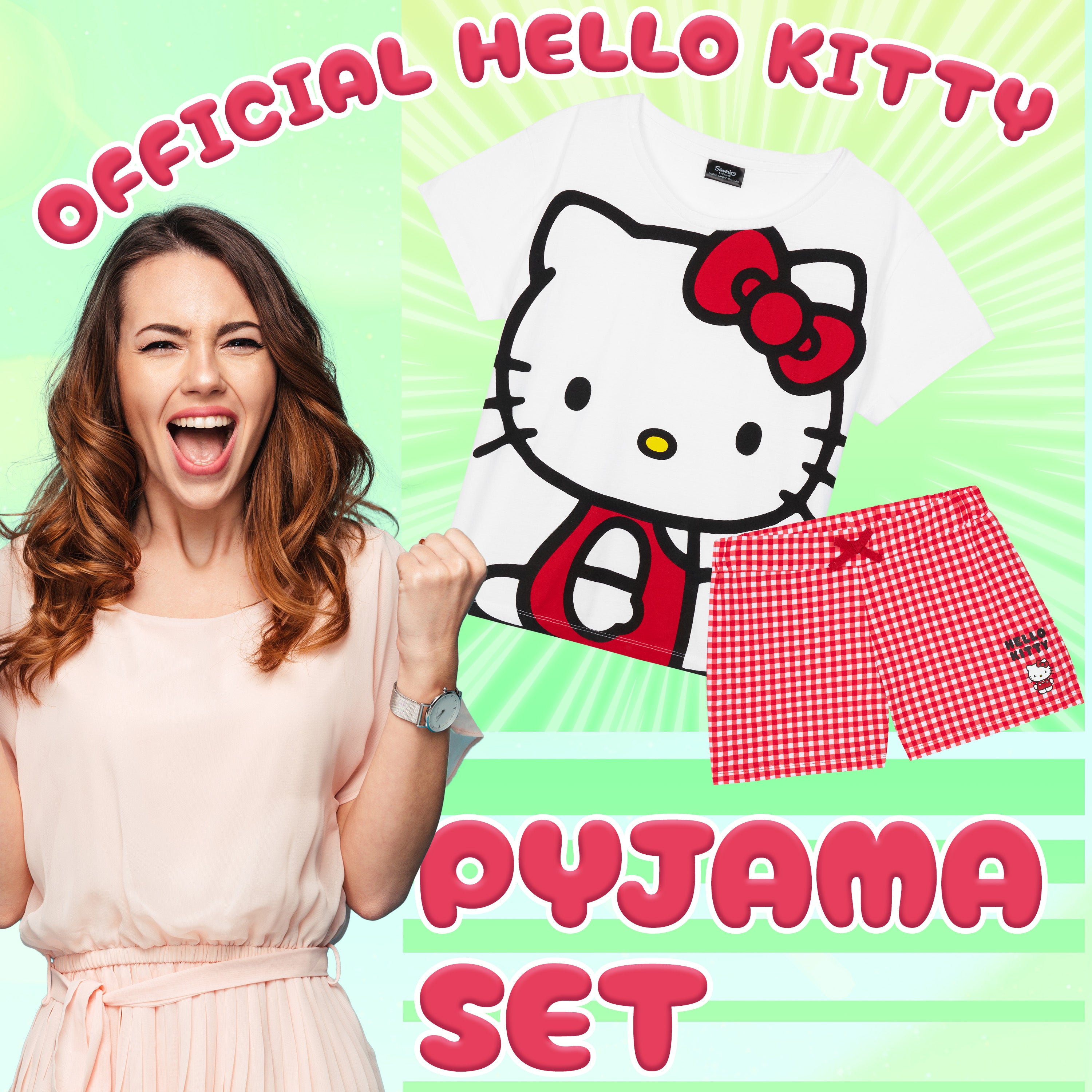 hello-kitty-pyjama-femme-short-manches-courtes-ensemble-nuit image 2