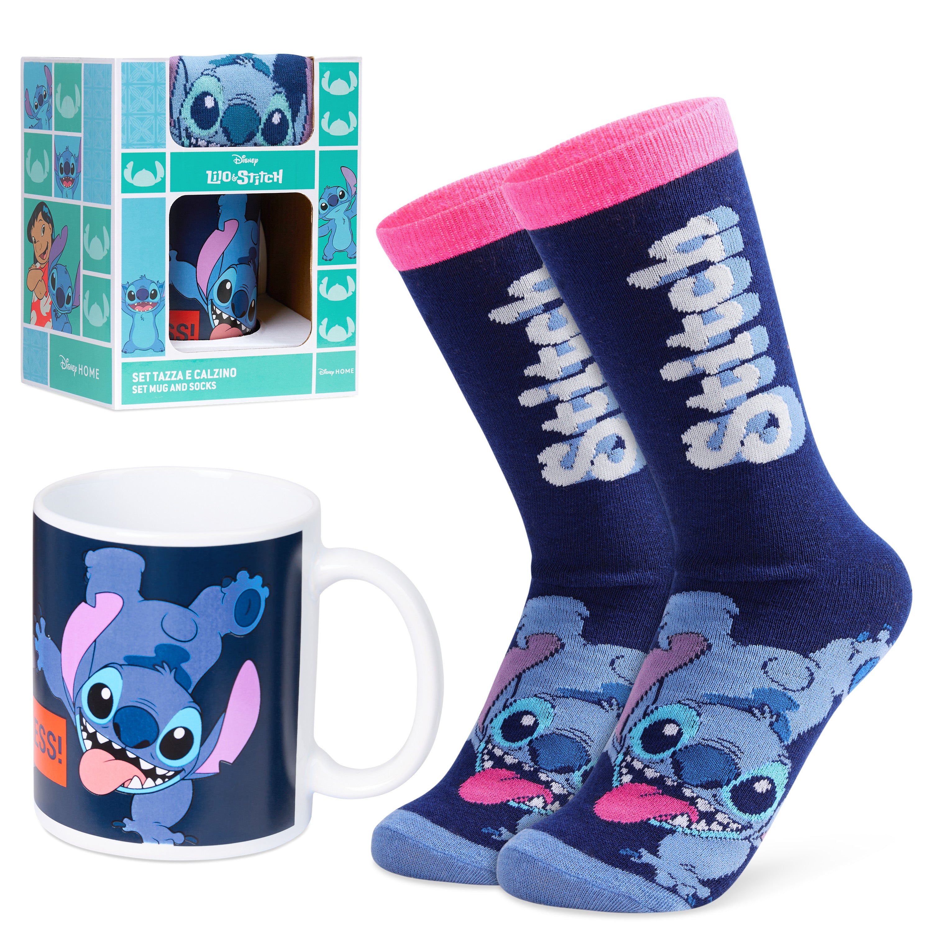 disney-stitch-coffret-mug-312ml-chaussettes-marine image 1