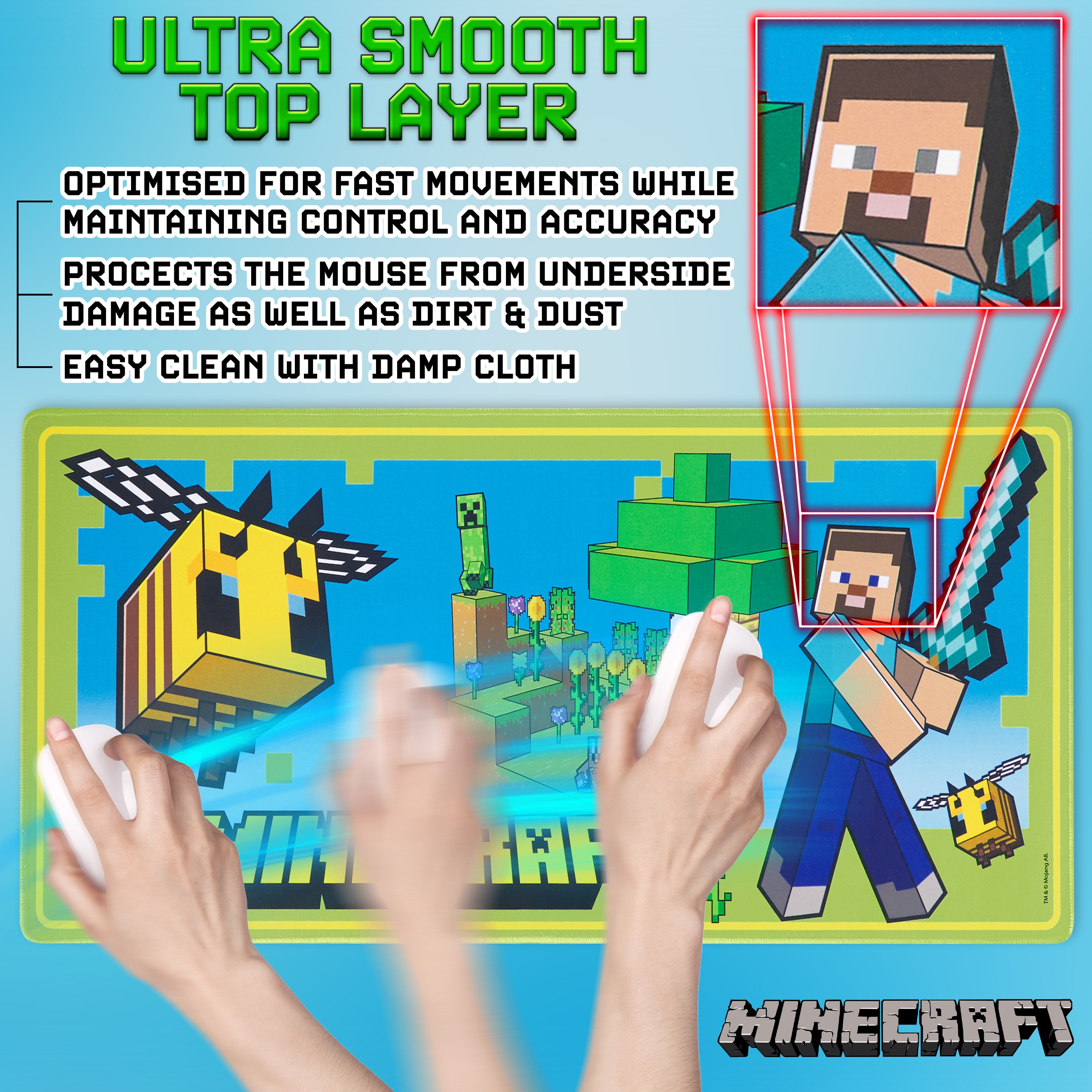 minecraft-tapis-de-bureau-gaming-vert-80x35cm image 5