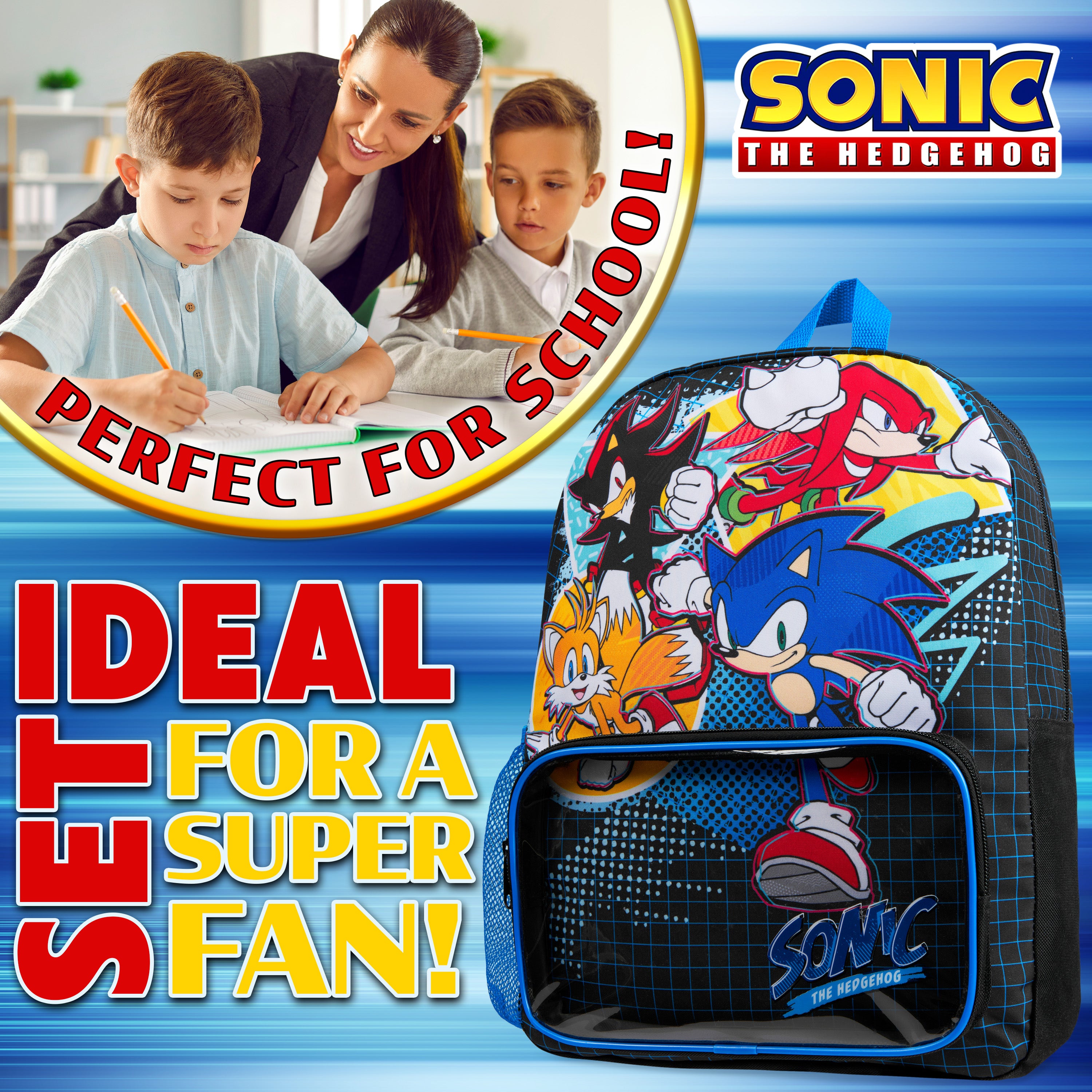 sonic-cartable-cole-4-pi-ces-sac-dos-gourde-gar-on image 3