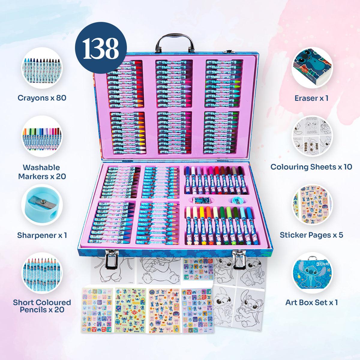 get-trend-school-coffret-stitch-130-pi-ces-coloriage-feutres image 6