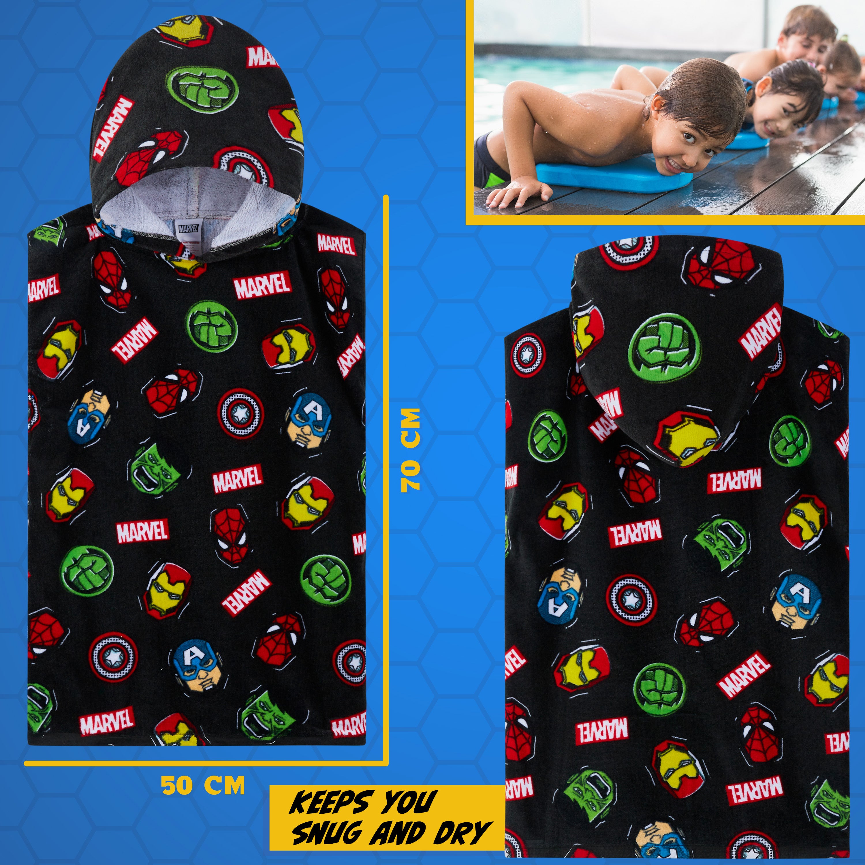 marvel-poncho-bain-capuche-coton-enfant-6-9-ans image 5