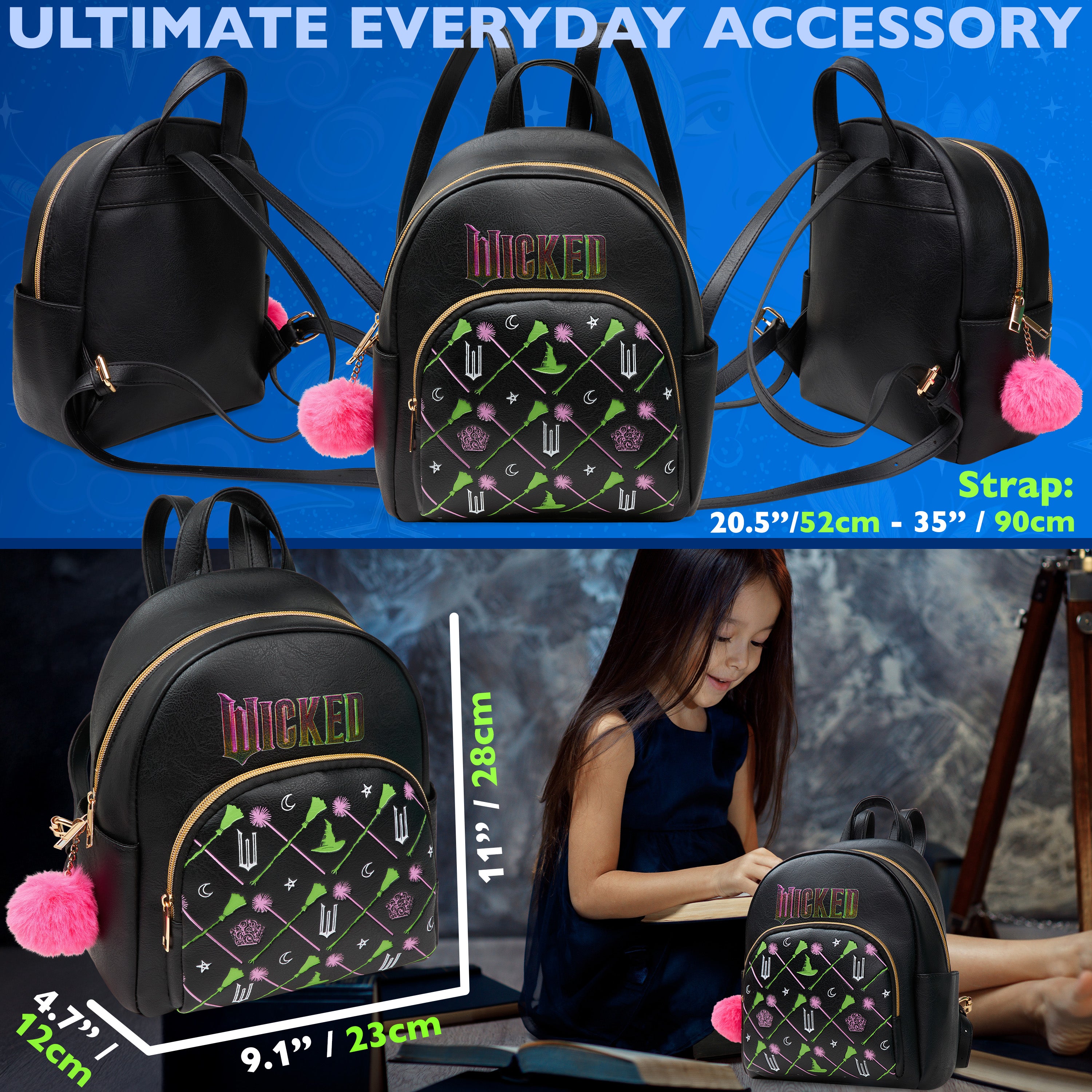 wicked-school-supplies-mini-sac-dos-simili-cuir-noir-elphaba-glinda image 7