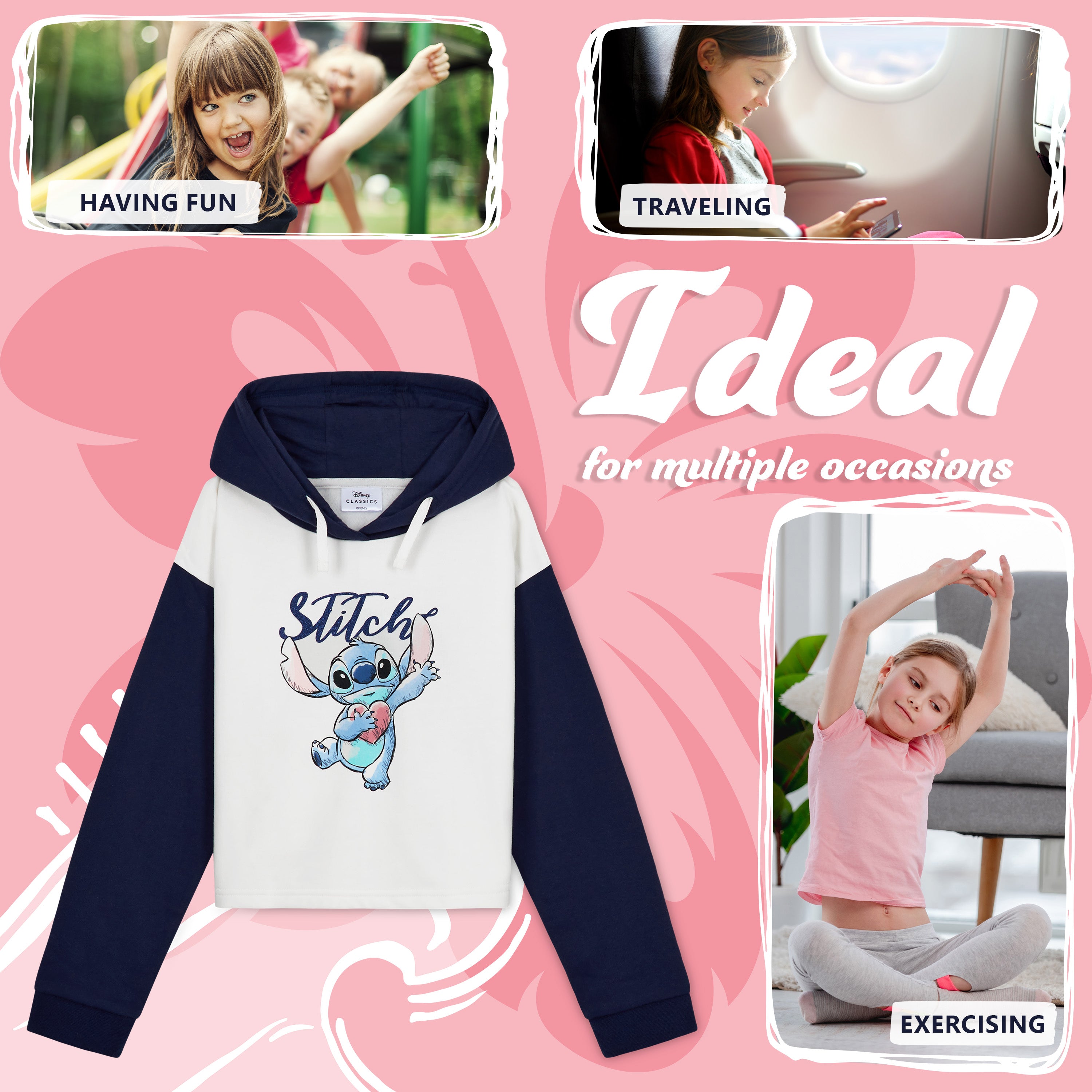 disney-stitch-sweat-capuche-court-fille-bleu image 5