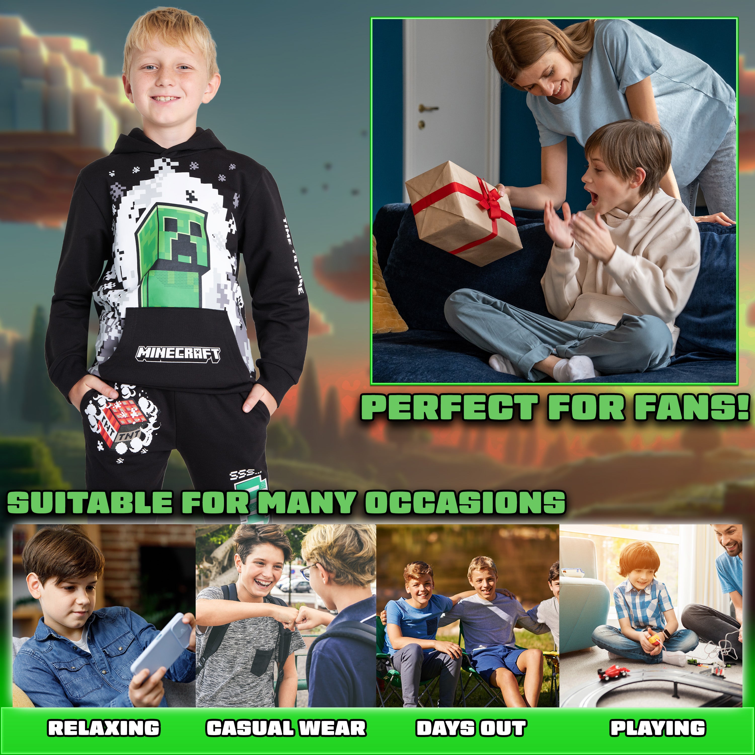 minecraft-surv-tement-gar-on-hoodie-jogging-9-10-ans image 3