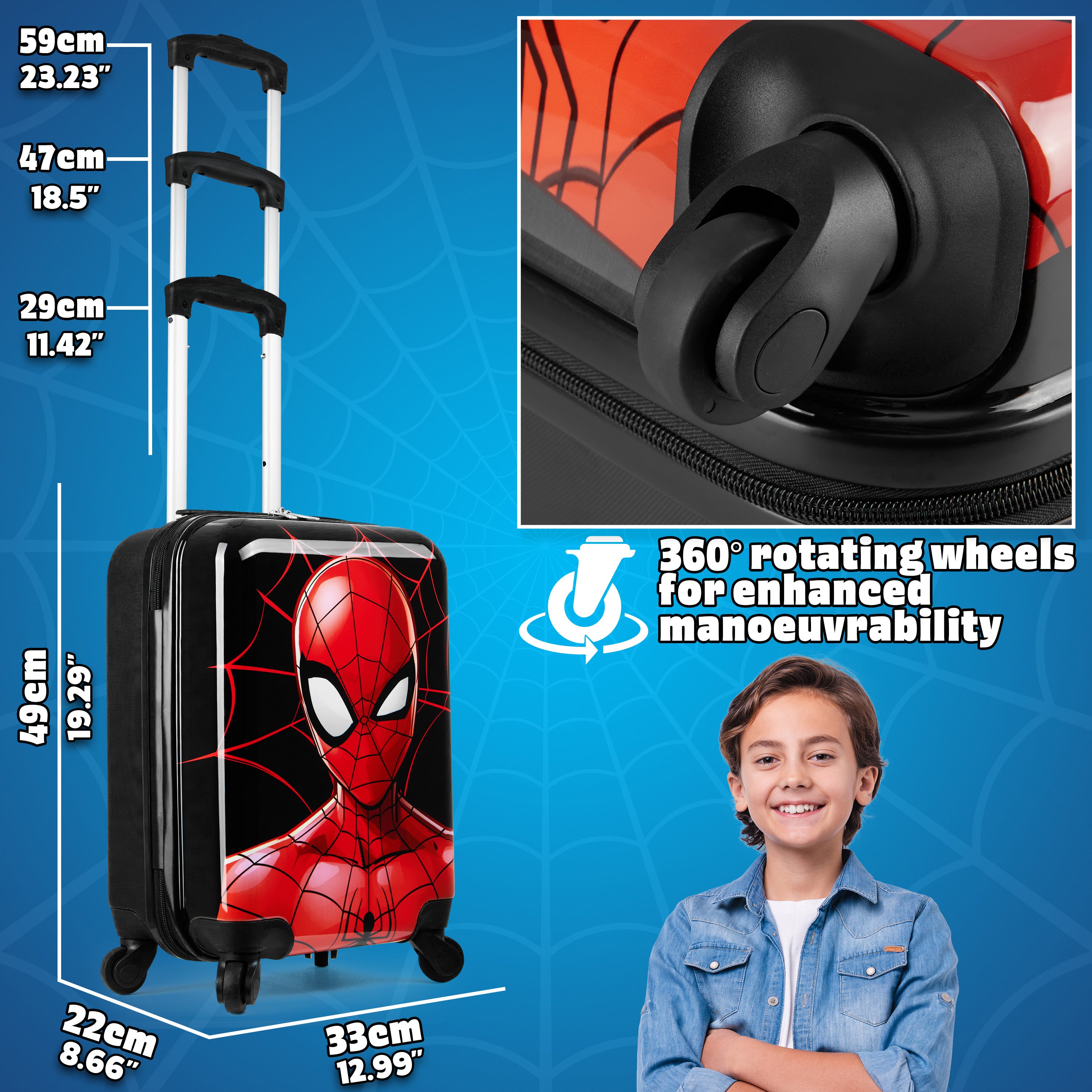 marvel-spiderman-valise-enfant-rigide-30l-4-roues-49x33x22cm image 4