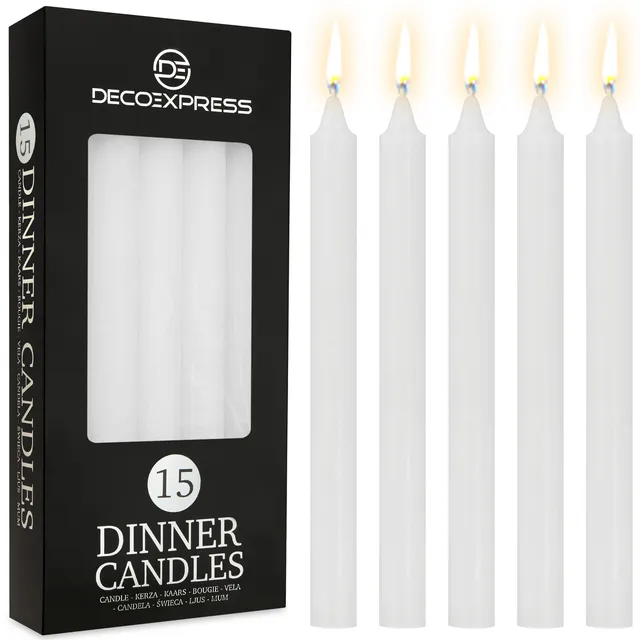 deco-express-bougies-effil-es-blanches-lot-15-9h-non-parfum-es image 1