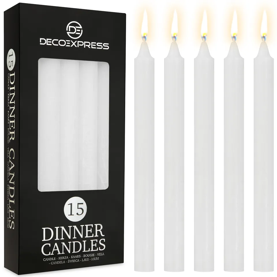 deco-express-bougies-effil-es-blanches-lot-15-9h-non-parfum-es image 1